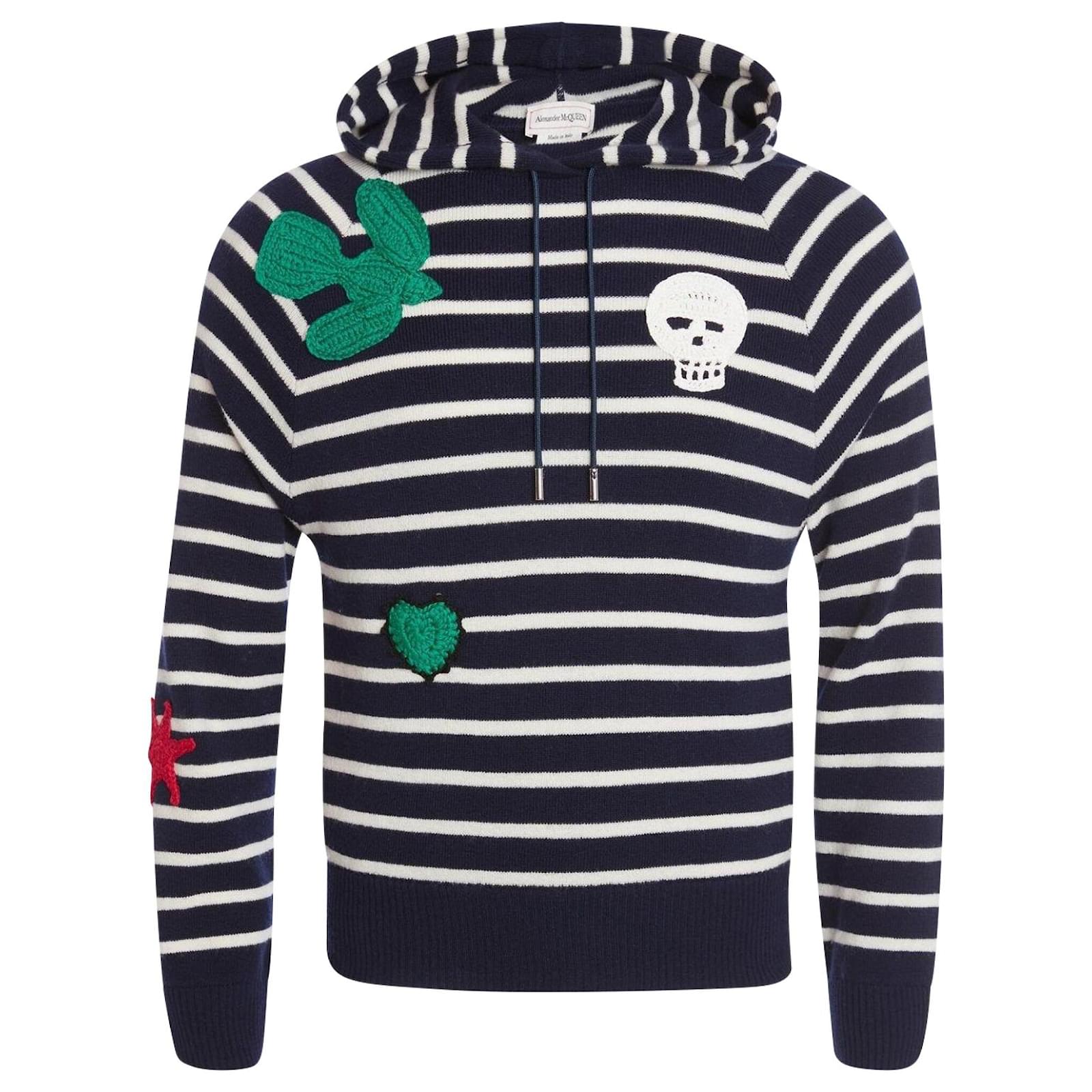 Alexander McQueen sudadera con capucha con insignia de croché Azul