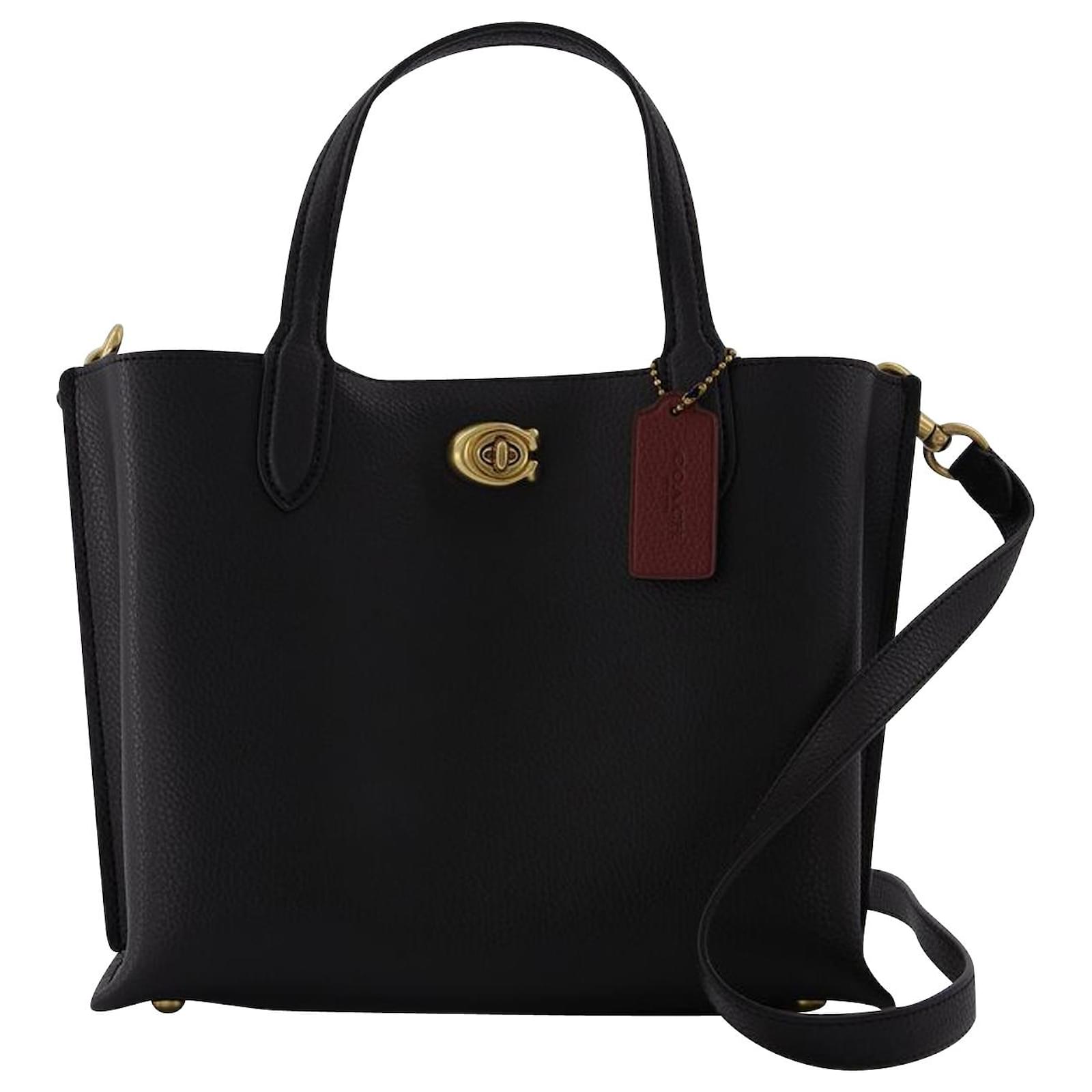 Coach Polished Pebble Leather Willow Tote 24 Black