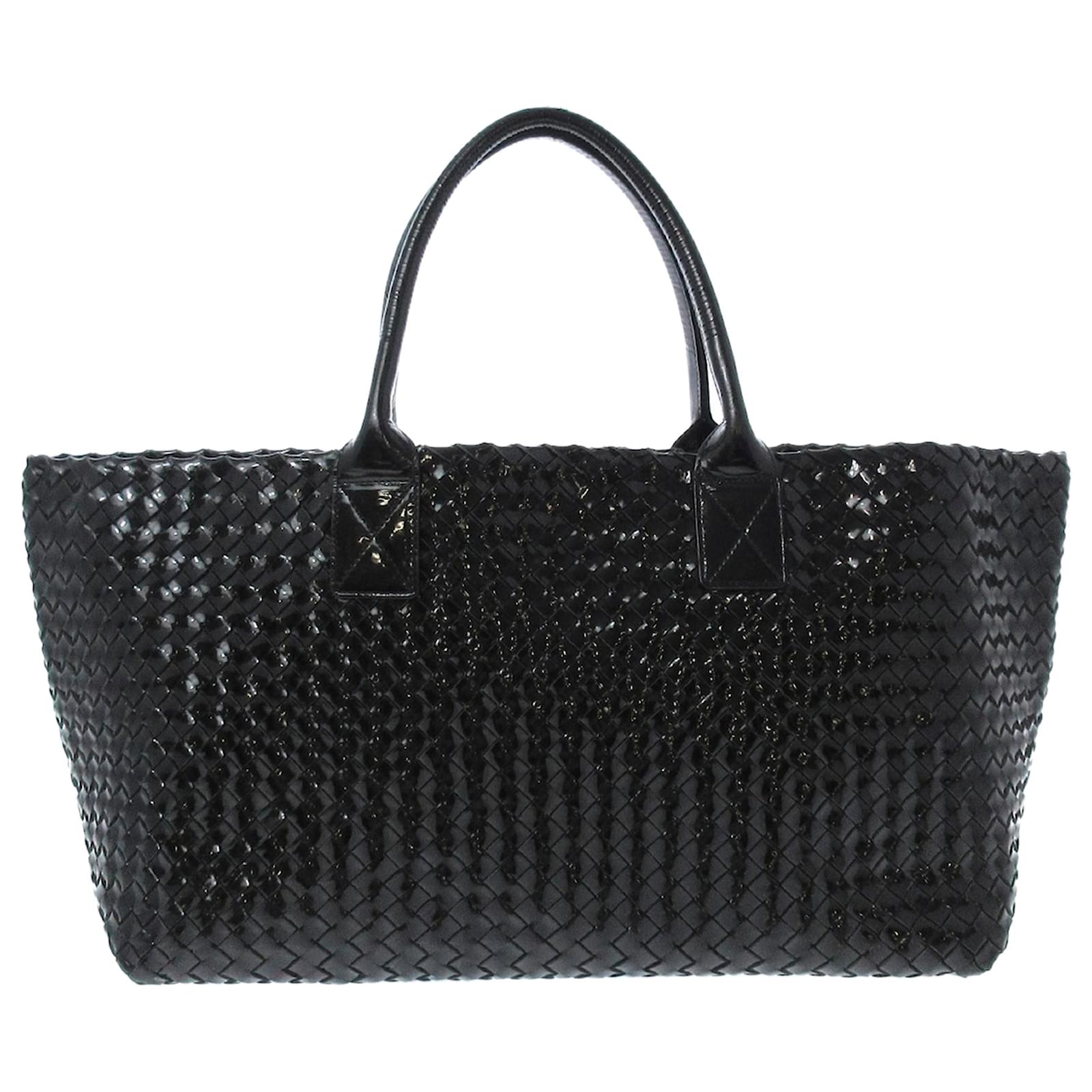 Bottega Veneta Black Intrecciato Capri Patent Leather Tote Bag ref ...