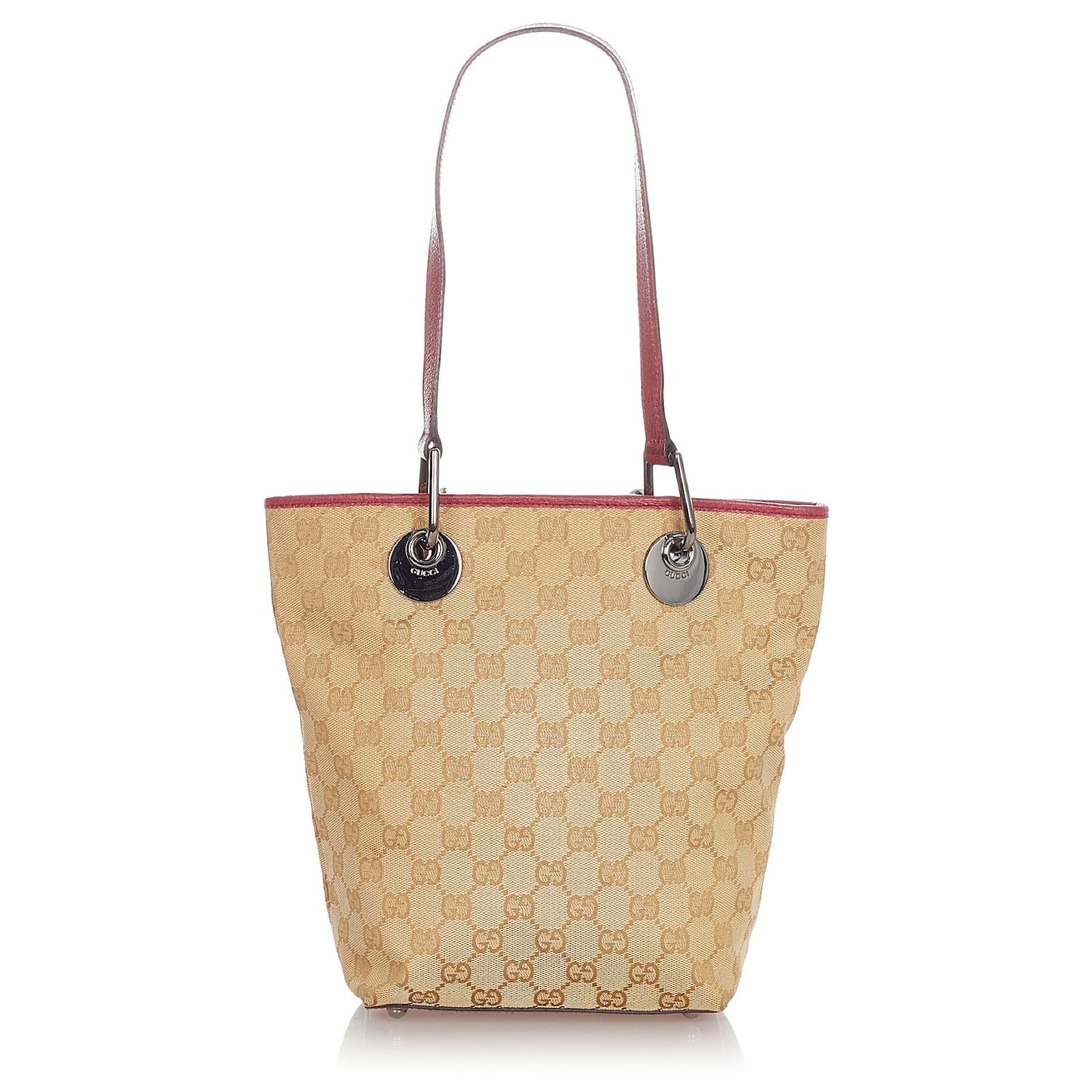 Gucci Brown GG Canvas Eclipse Tote Bag Red Beige Leather Cloth Pony ...