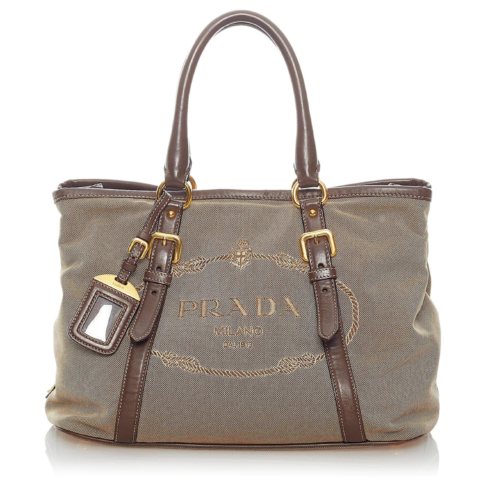 Brown Prada Canapa Logo Satchel