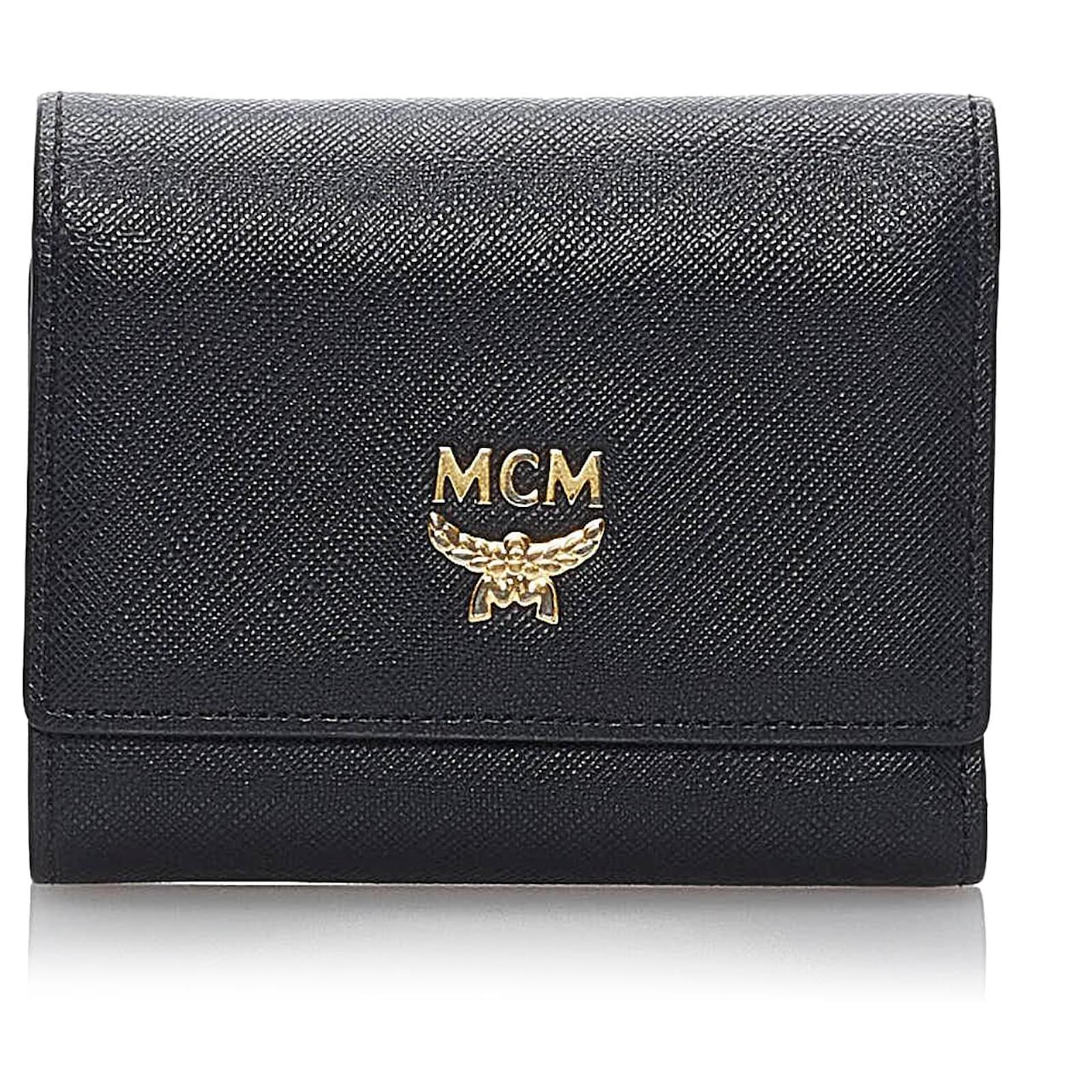 Petit Portefeuille Mcm En Cuir Noir Veau Fa On Poulain Ref