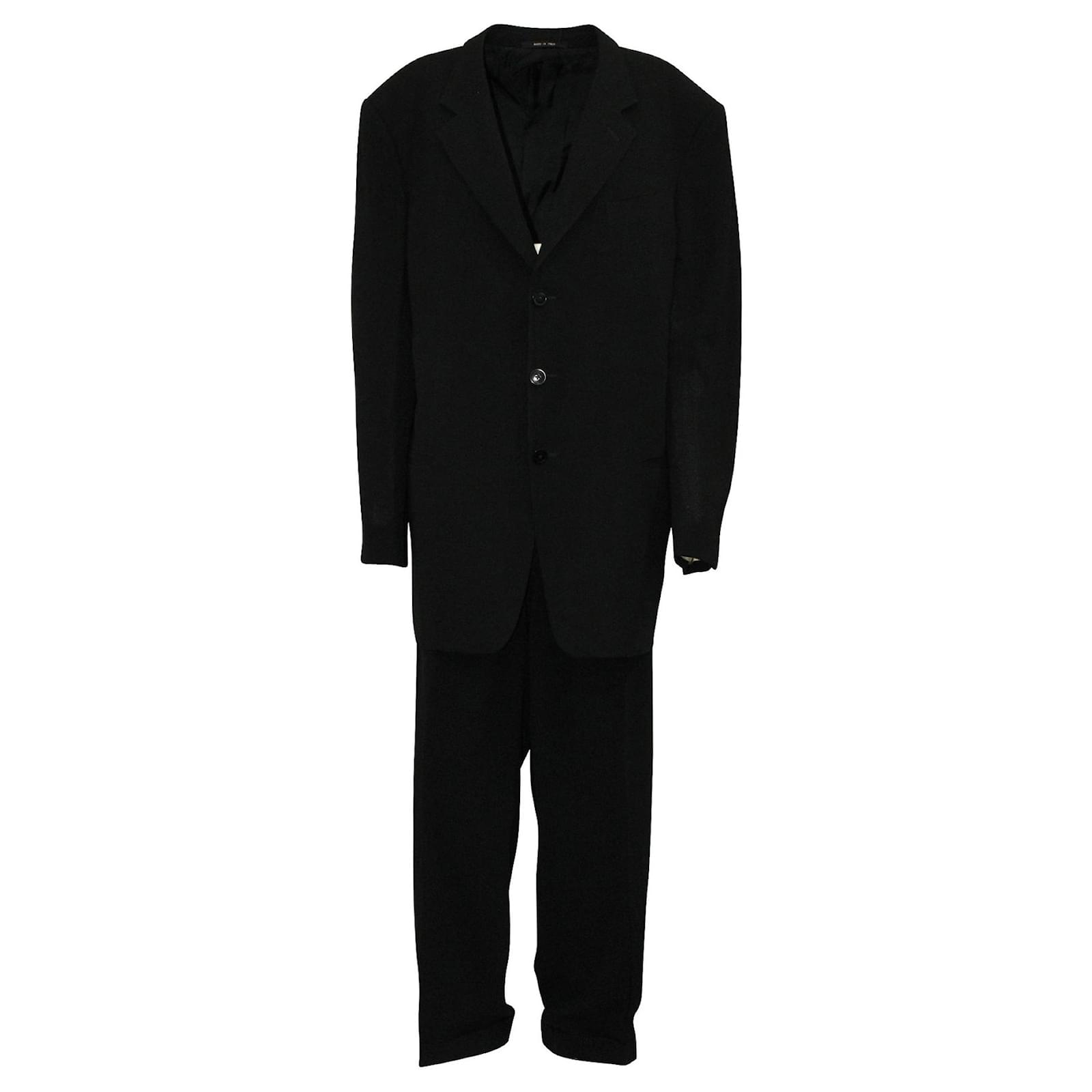 Black Textured Armani Collezioni x Syd Jerome Suit Wool ref.607980