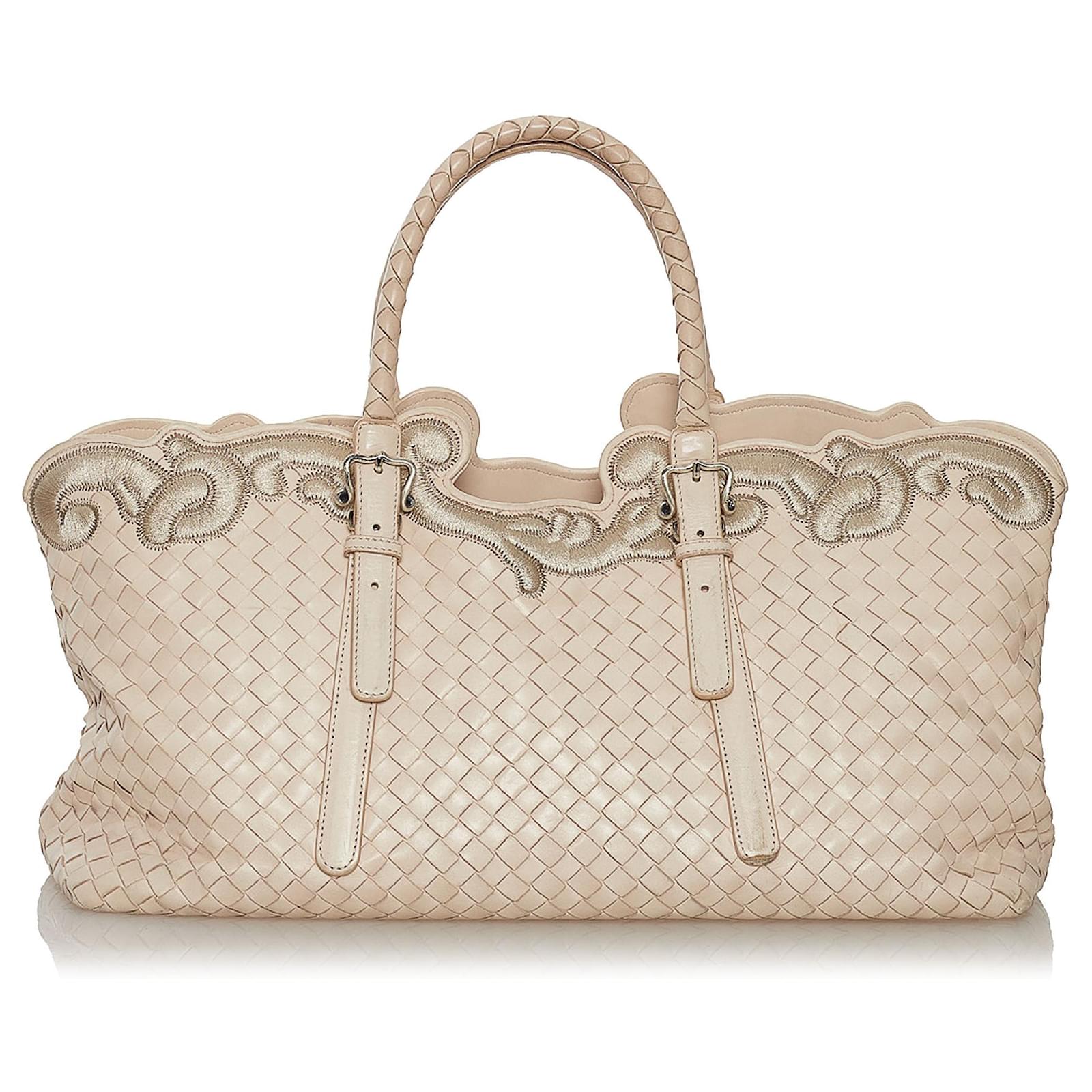 Bottega Veneta Intrecciato Woven Leather Trim Satchel Bag