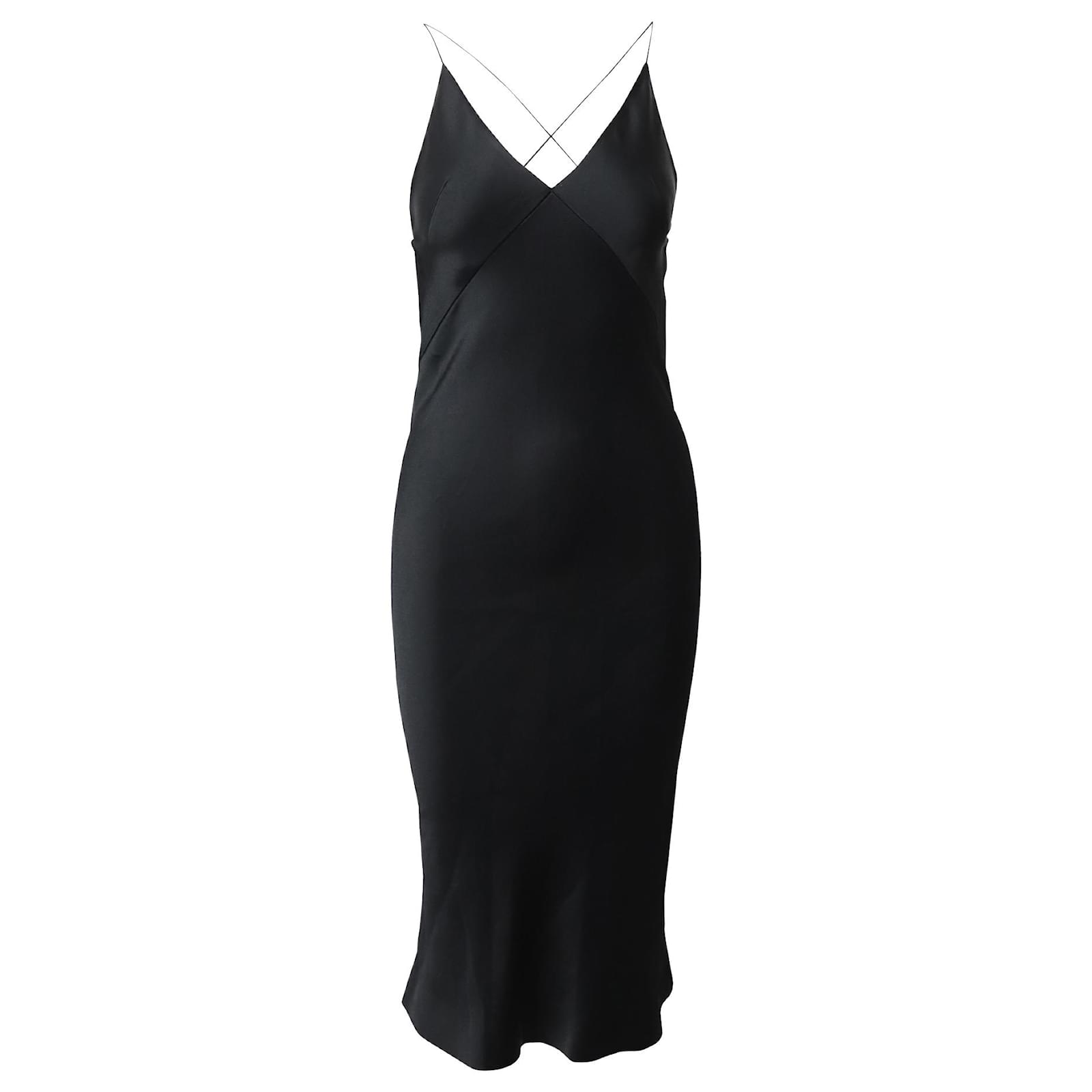 Haider Ackermann Midi Slip Dress in Black Satin Silk ref.608237 - Joli ...