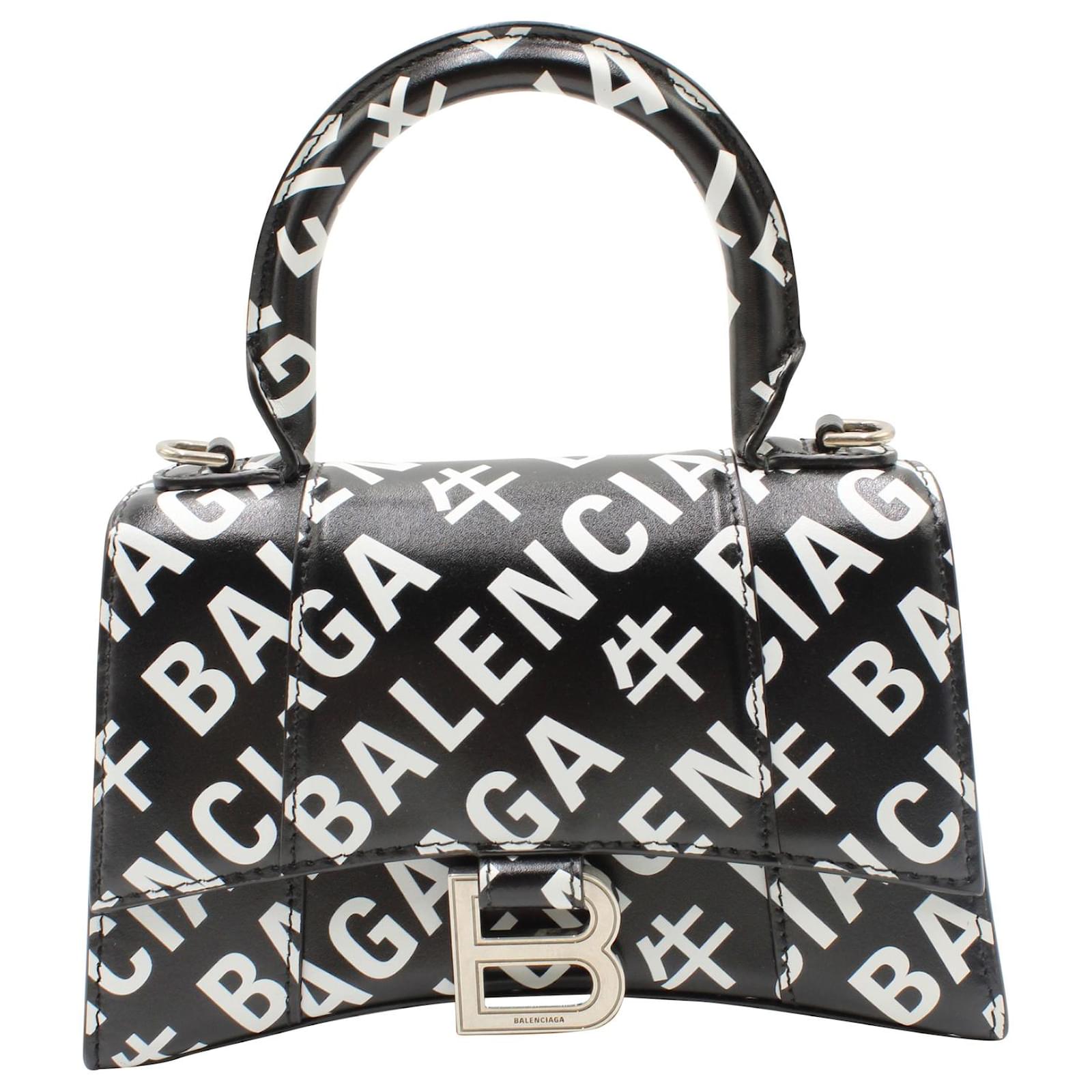 Balenciaga Hourglass Leather Graffiti Top-Handle Bag