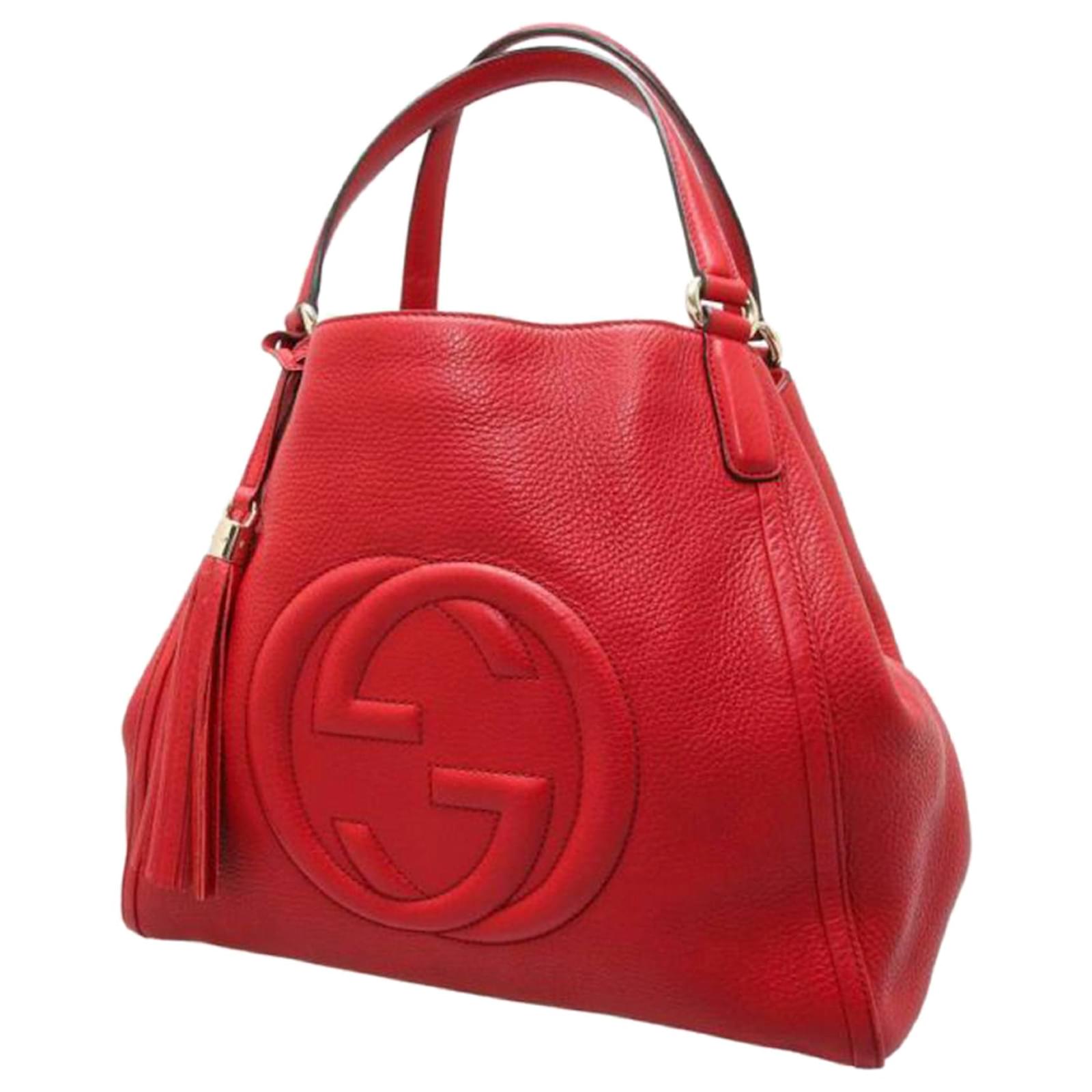 Gucci Red Soho Cellarius Leather Tote Bag Pony-style calfskin  -  Joli Closet