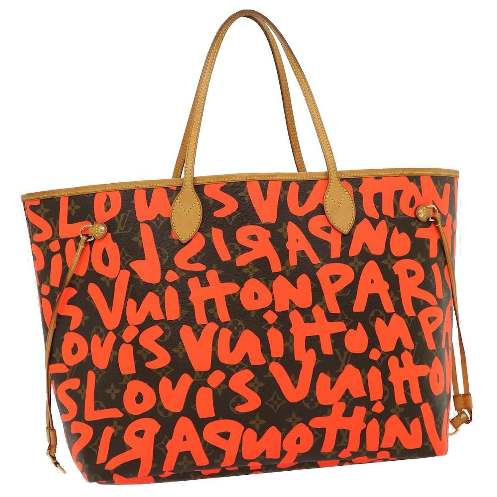 Authenticated Used Louis Vuitton LOUIS VUITTON Monogram Graffiti Neverfull  GM Tote Bag Orange M93702 Gold Hardware