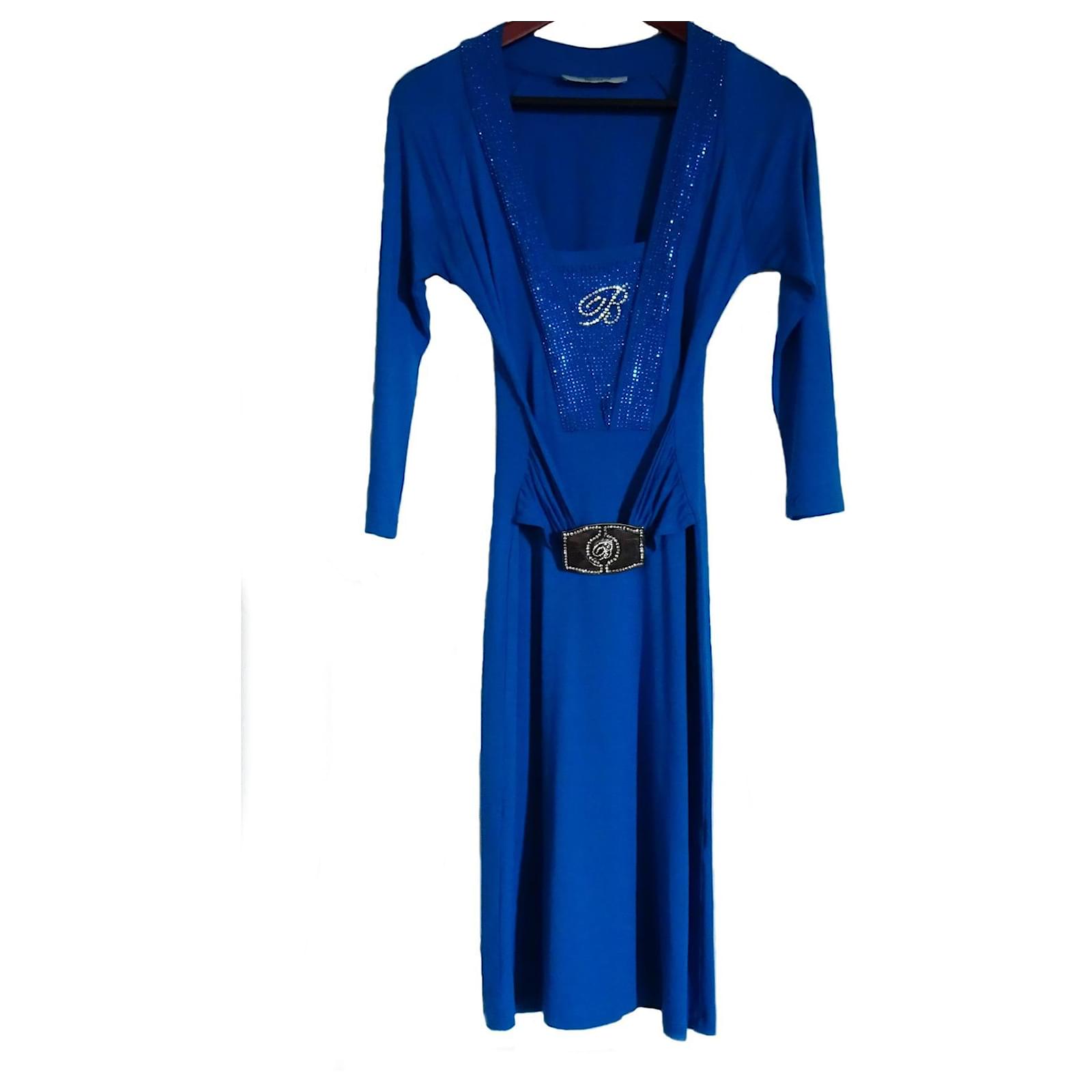 BLUMARINE RARE COCKTAIL DRESS Blue Viscose Elastane ref.609818 - Joli Closet