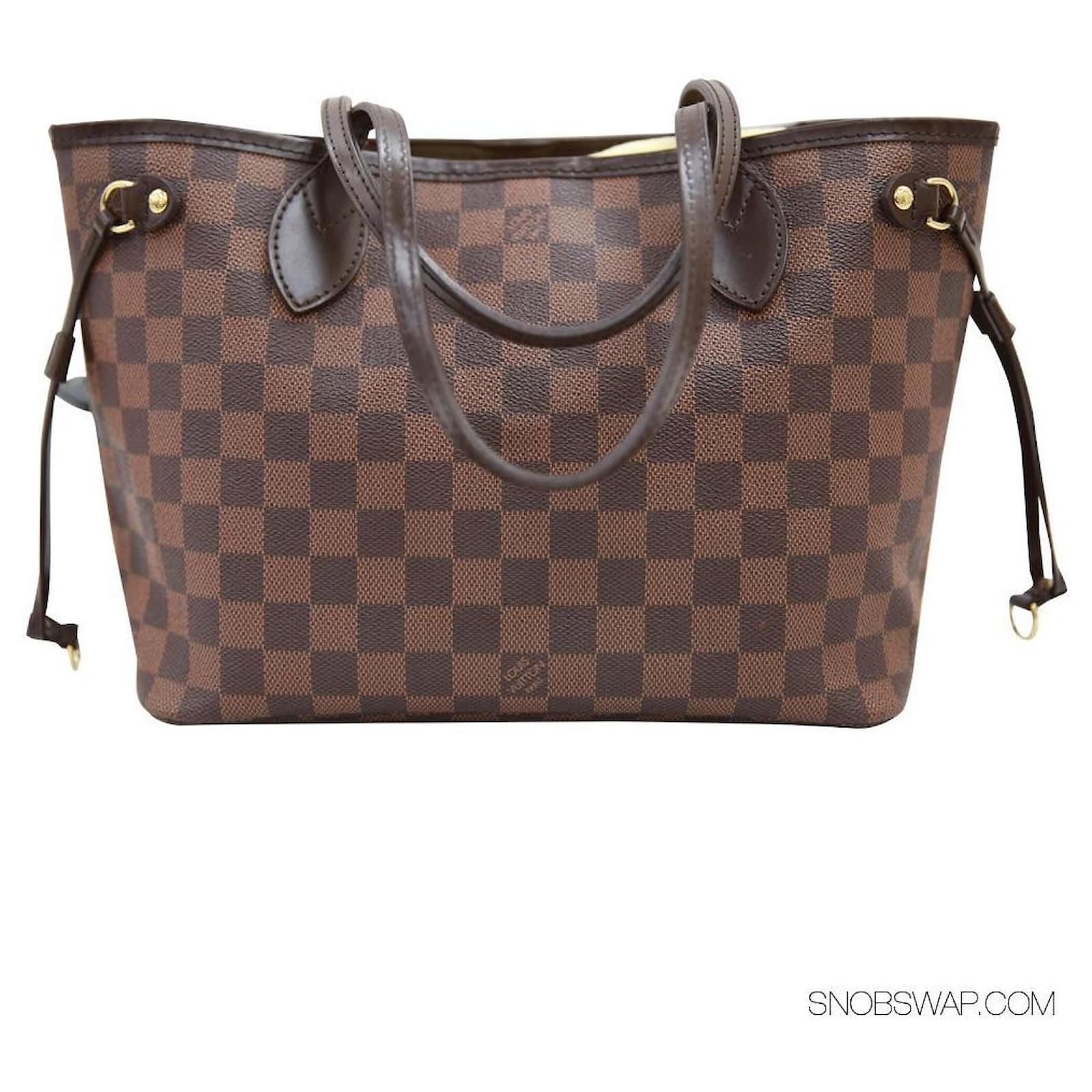 Louis Vuitton Neverfull Pm Damier Ebene Brown Leather ref.609941