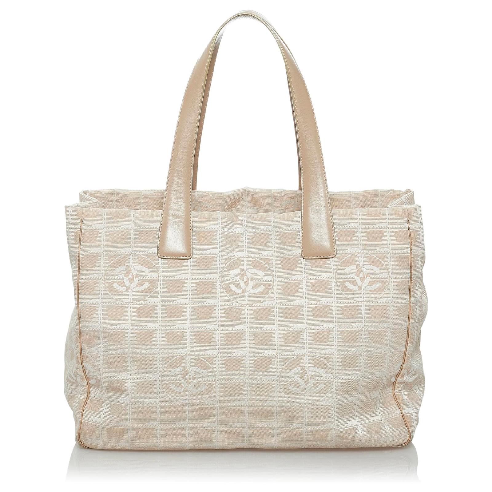 Chanel Brown New Travel Line Nylon Tote Bag Beige Cloth ref.610362