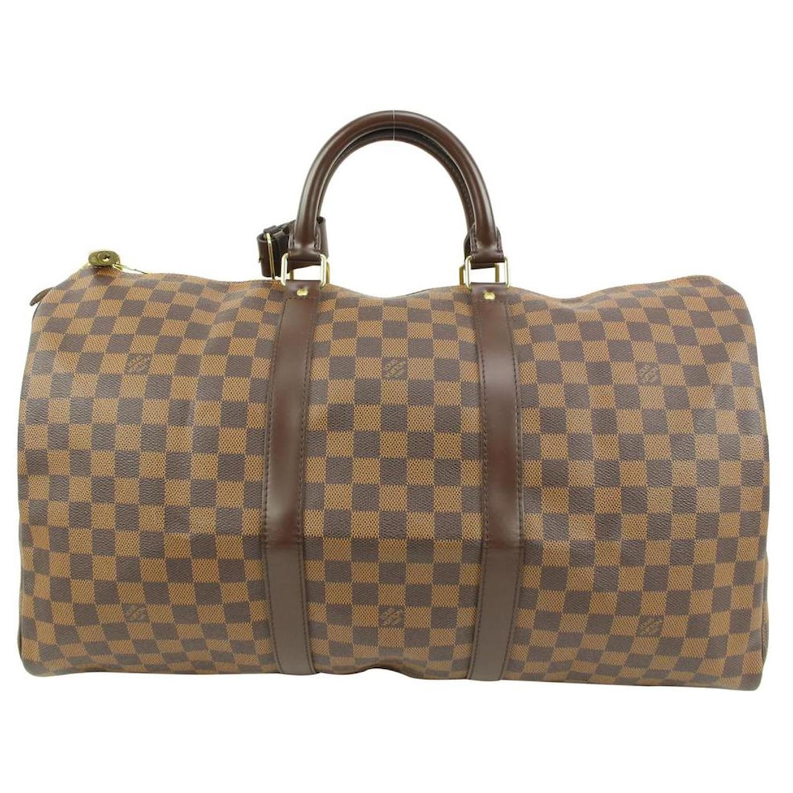 Louis Vuitton Damier Ebene Keepall 50 Duffle Travel Bag Leather ref.610377  - Joli Closet