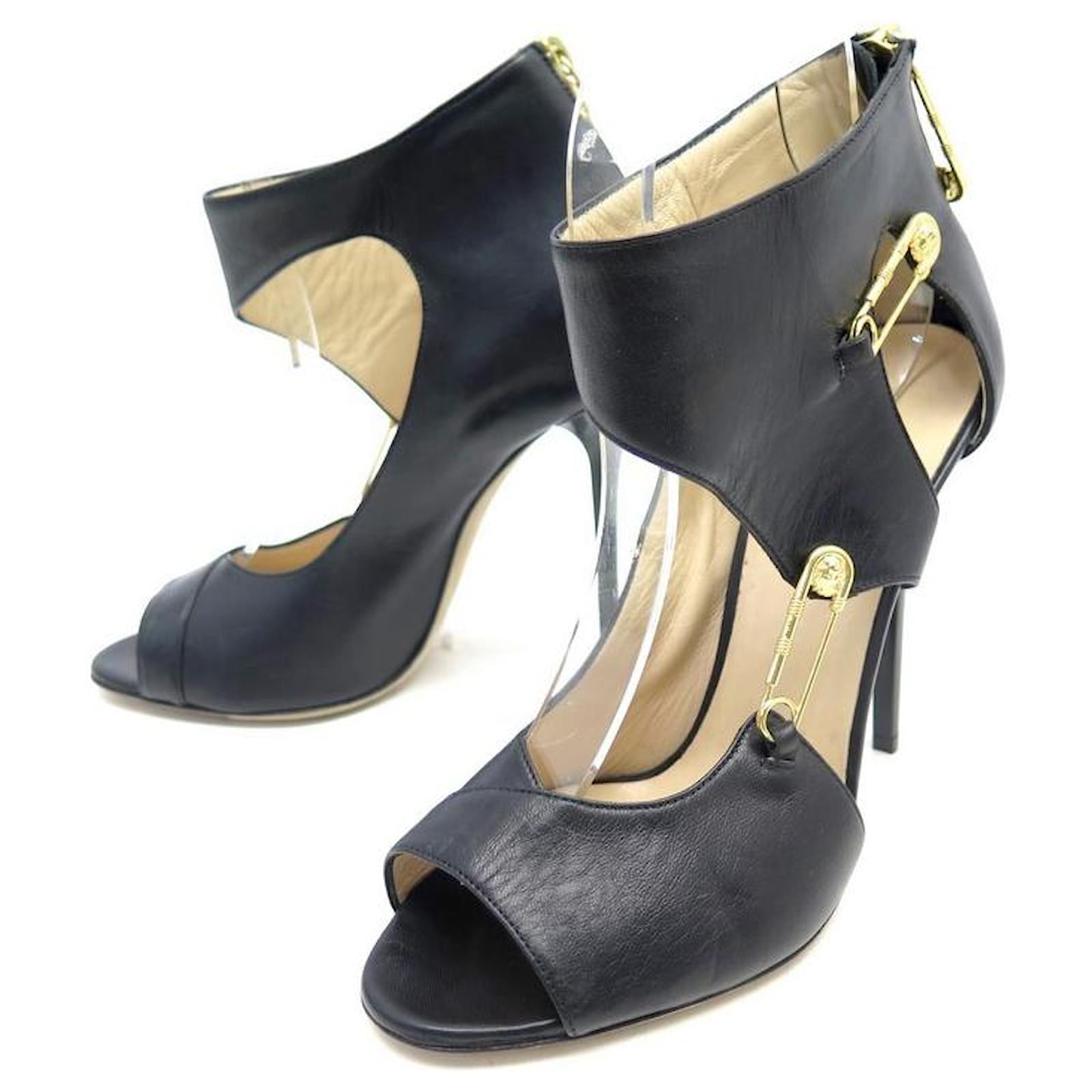 safety pin leather sandals