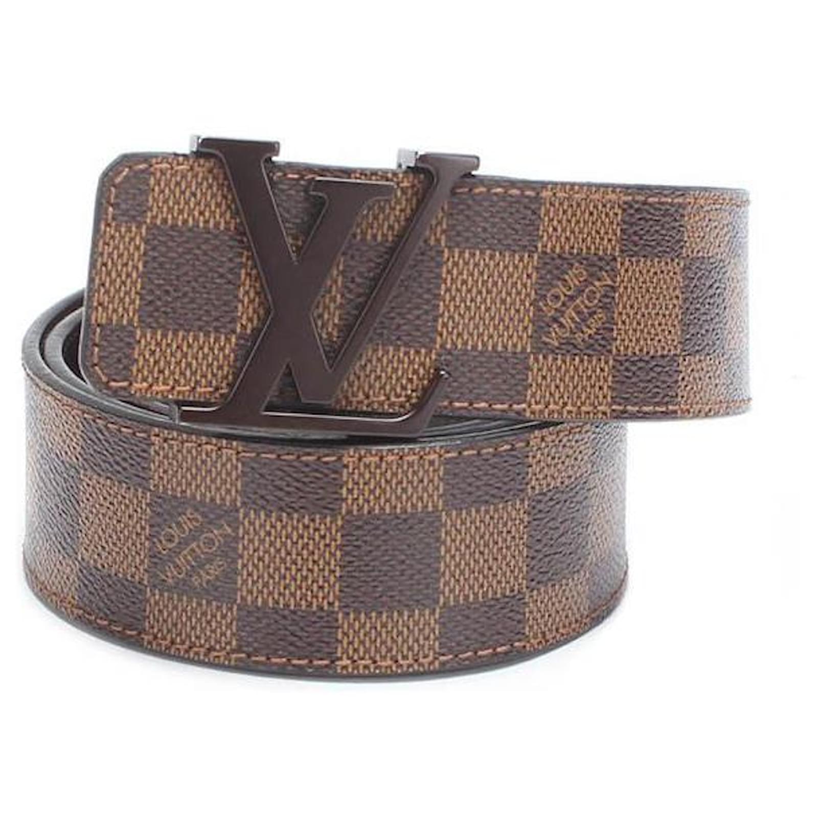 Louis Vuitton Initiales Damier Ebene Pattern Belt Brown Cloth ref.611459 -  Joli Closet