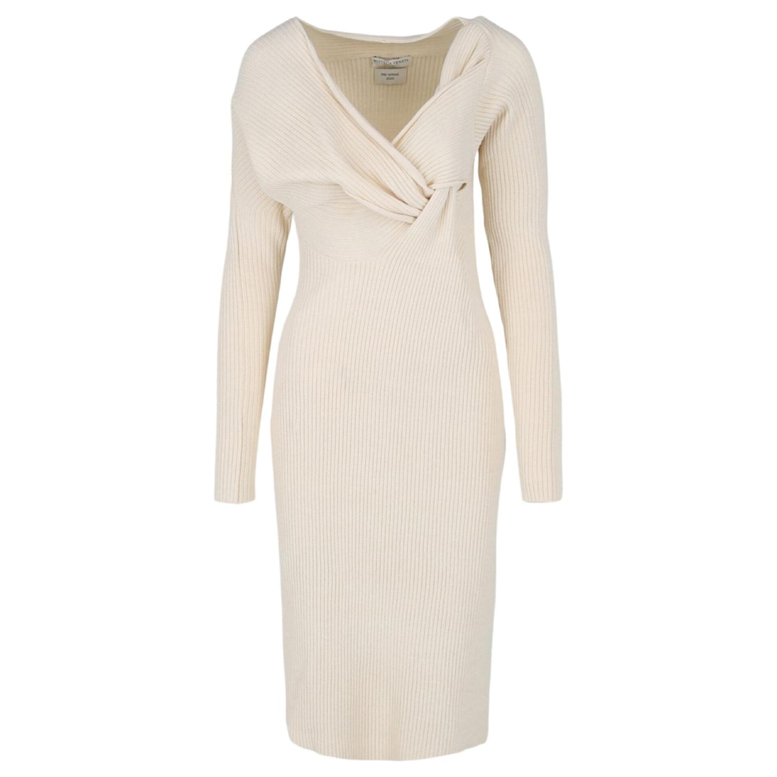 Bottega Veneta Knit Midi Dress White ref.611632 - Joli Closet