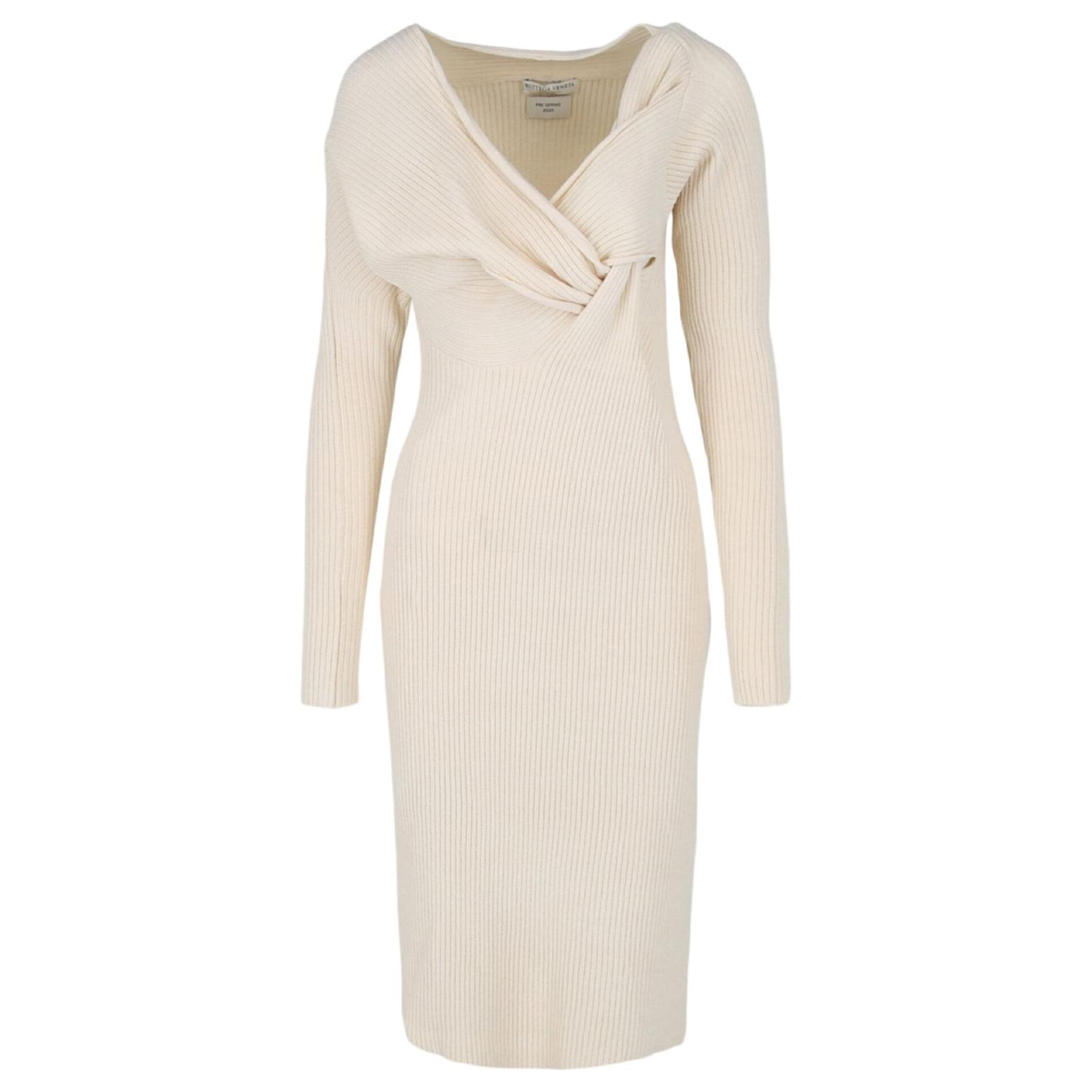 Bottega Knit Midi Dress White ref.611634 Joli Closet