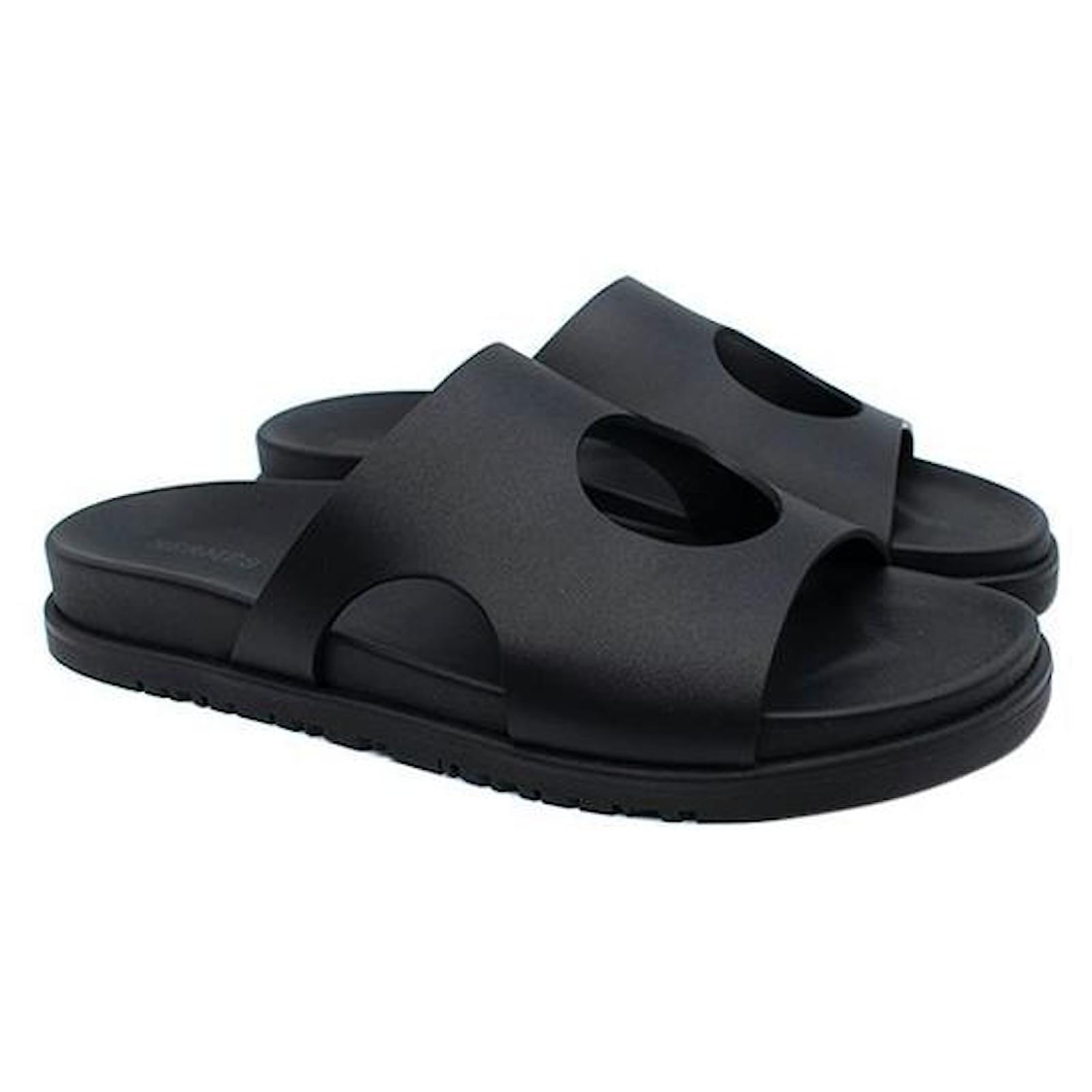 Sandales Urban Jack Pour Homme - Noir, Style Slip-on Facile à Enfiler, Aspect Cuir