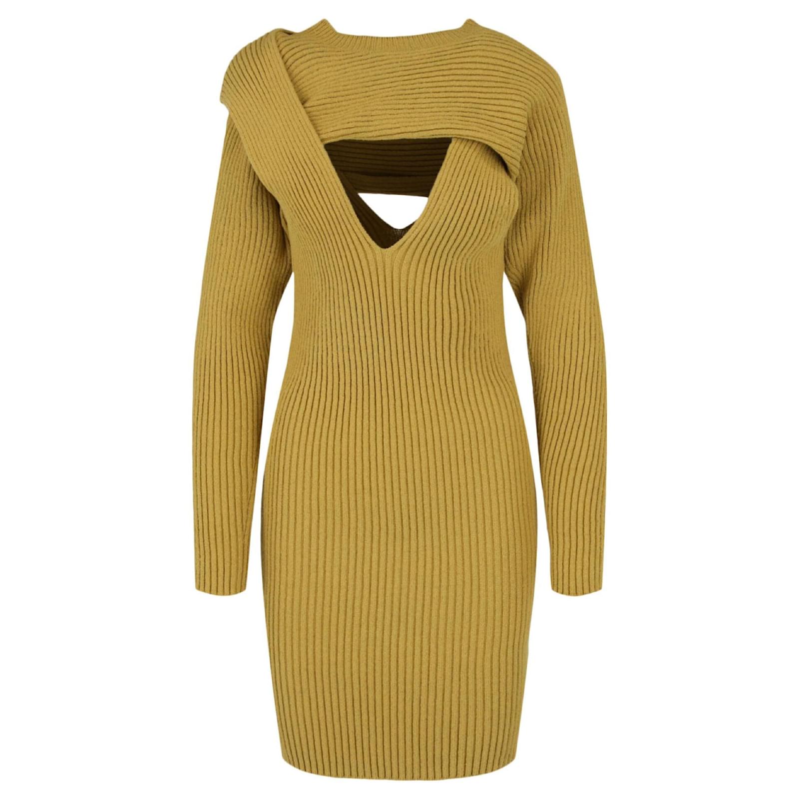 Bottega Veneta Ribbed-Knit Dress Green 