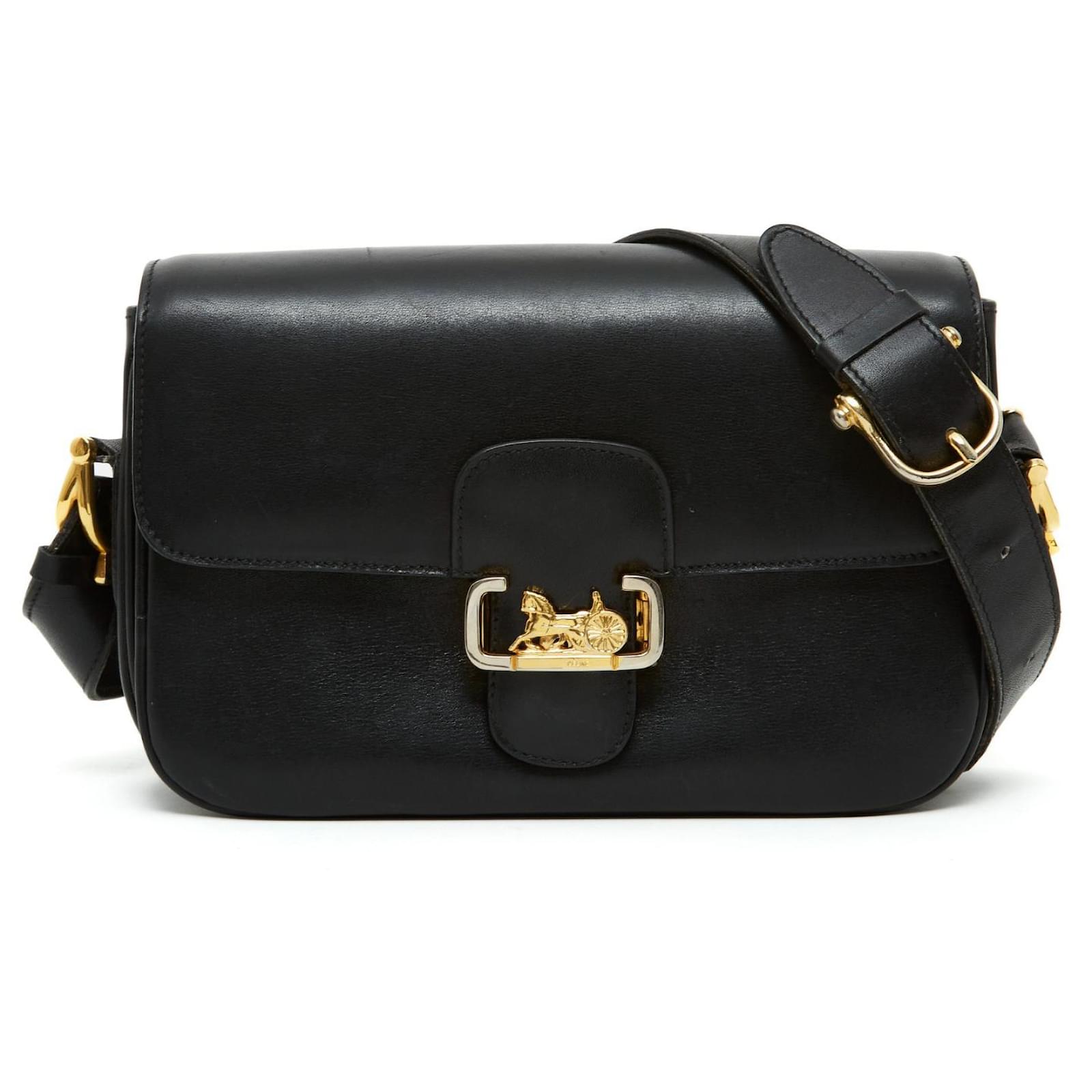 Céline CALECHE CLASSIC BOX BLACK Leather ref.613733 - Joli Closet