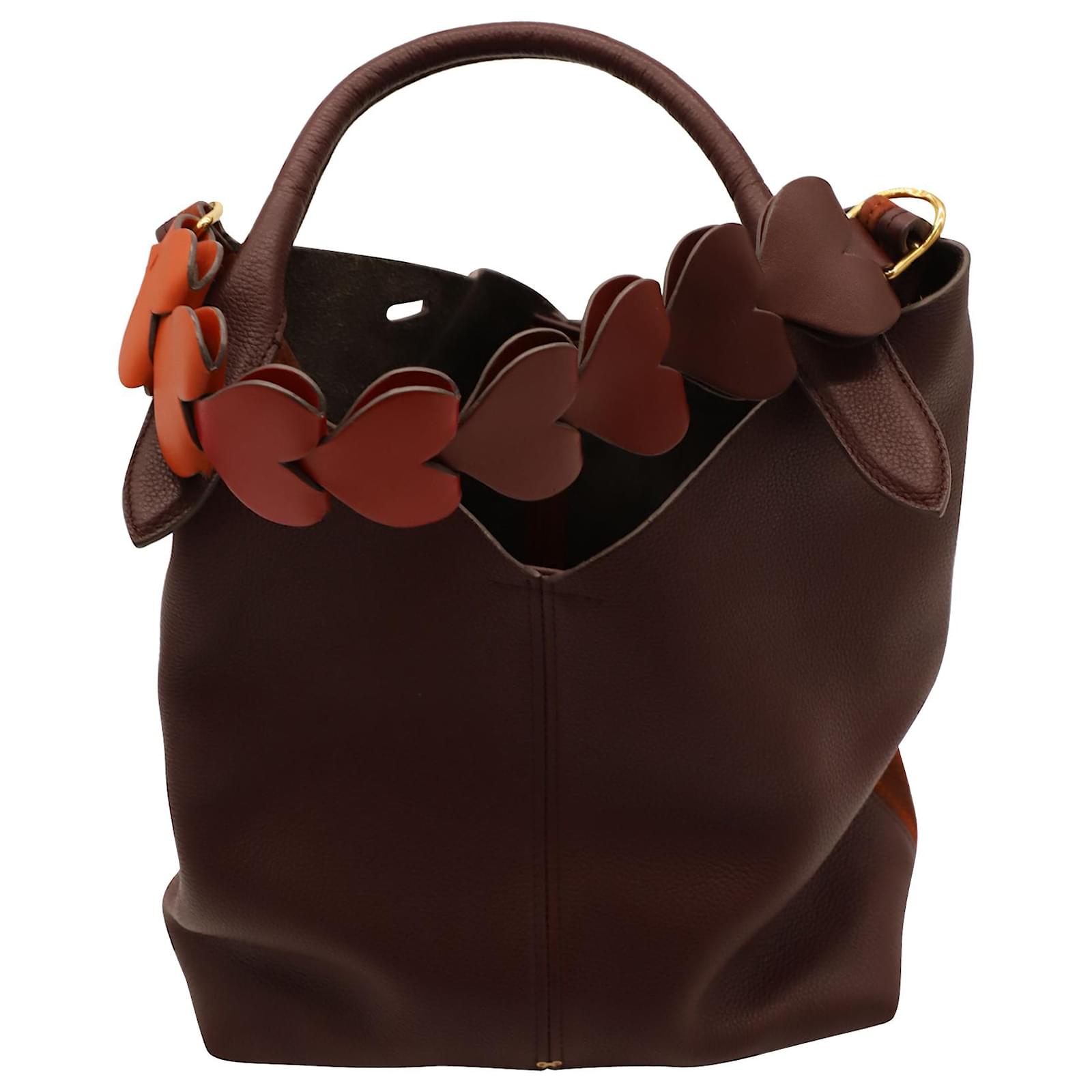 Anya Hindmarch Heart Link Bucket Bag in Brown Leather ref.613107 Joli