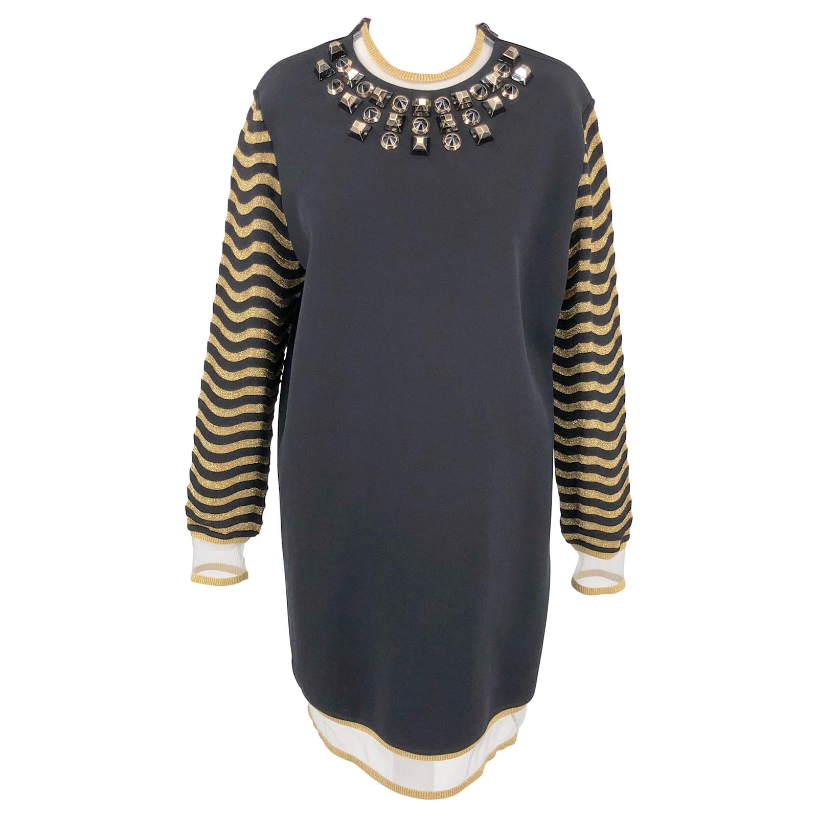 black and gold fendi dress Fendi x Versace Fendace Multicolor Gold Detail Dress