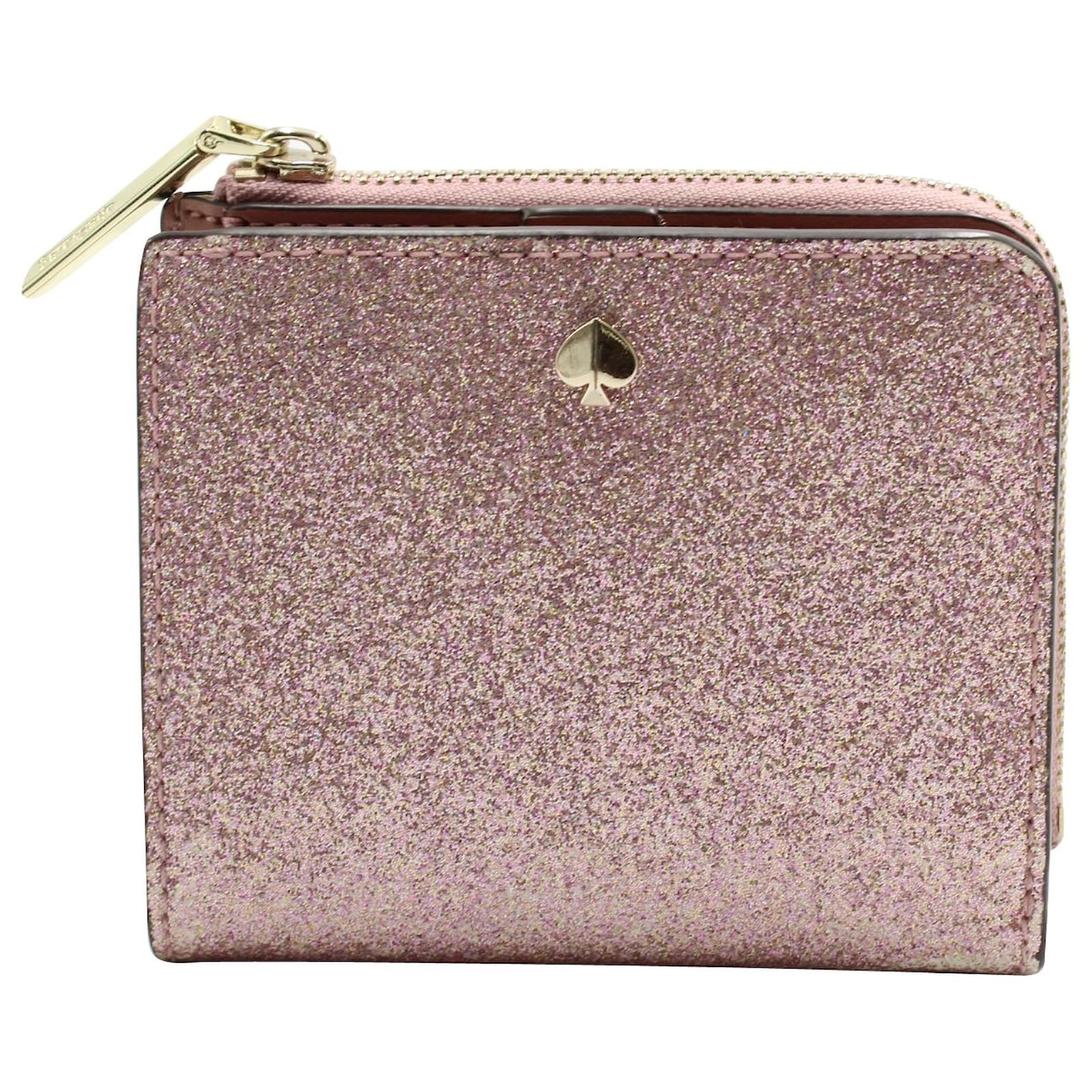 Kate Spade Lola Bifold Wallet in Pink Glitter  - Joli Closet