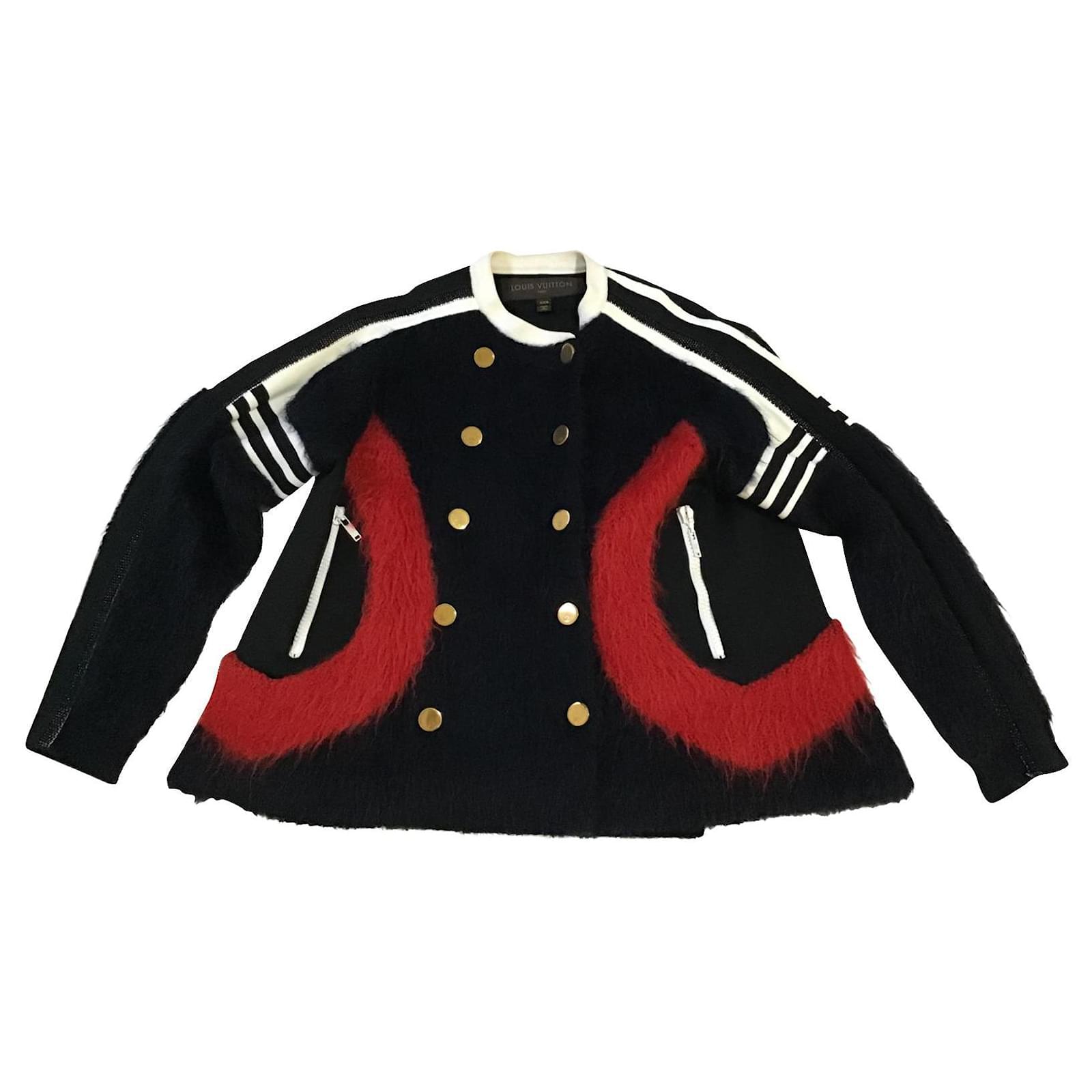 Louis Vuitton Jacket Coat Black Red Wool Mohair ref.613554 - Joli