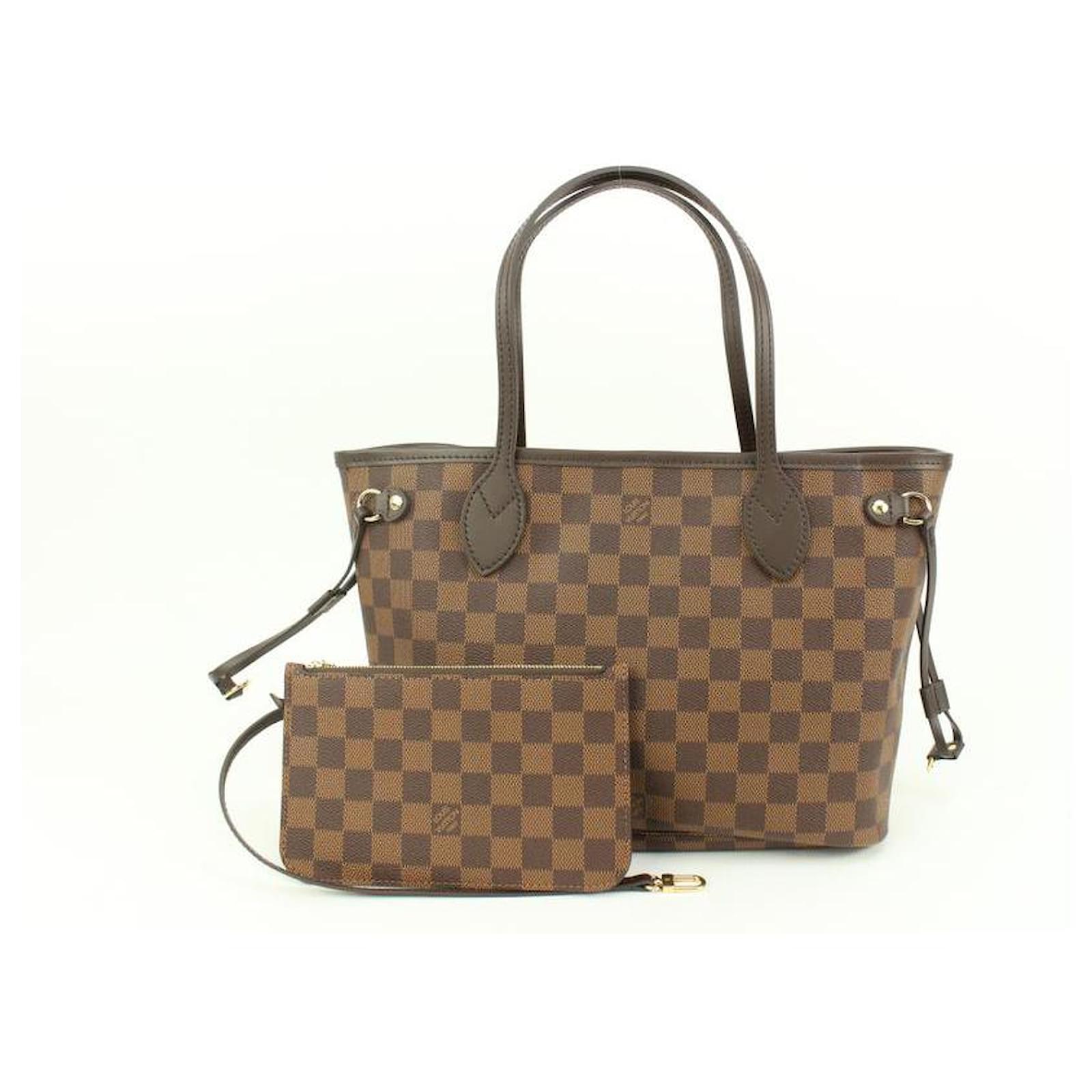 Louis Vuitton Small Damier Ebene Neverfull PM Tote With Pouch Leather  ref.613745 - Joli Closet