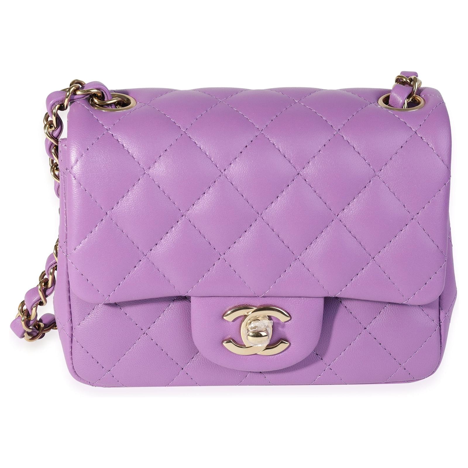 Chanel Purple Quilted Lambskin Classic Square Mini Flap Bag Leather ref. 613964 - Joli Closet