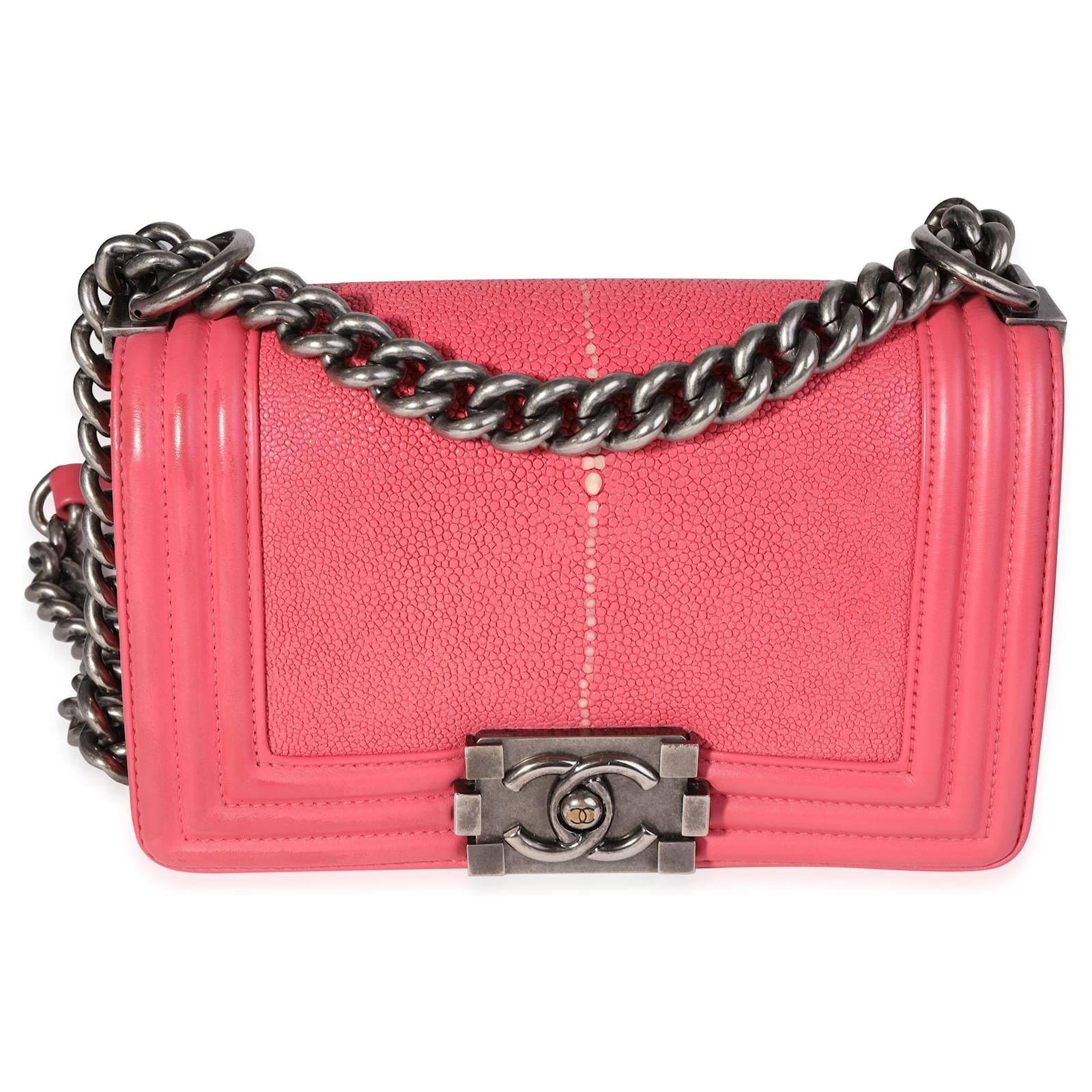 Chanel Pink Stingray & calf leather Small Boy Bag Pony-style