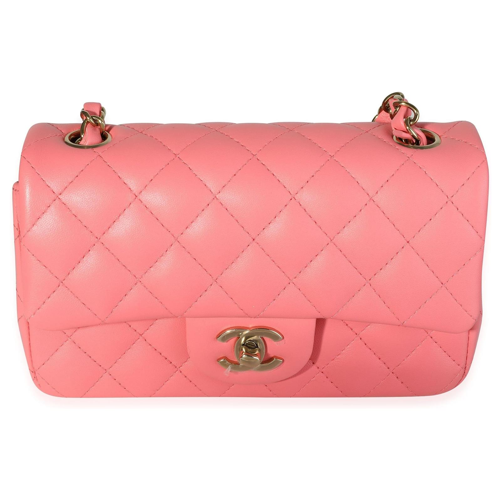 Chanel Pink Quilted Lambskin Rectangular Mini Classic Flap Bag Leather  ref.614171 - Joli Closet