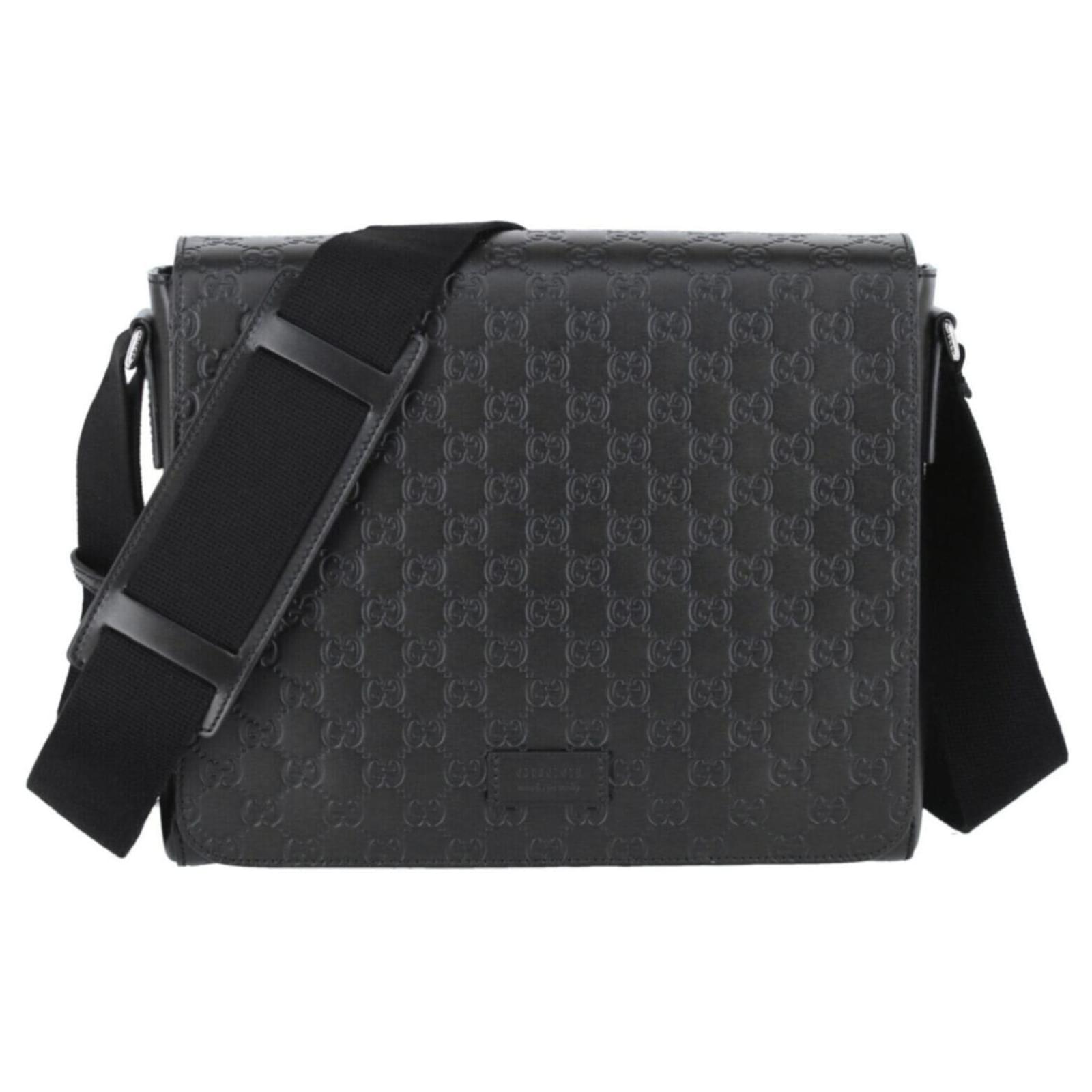 Gucci Leather Monogram Messenger Bag Black ref.614271 Joli Closet