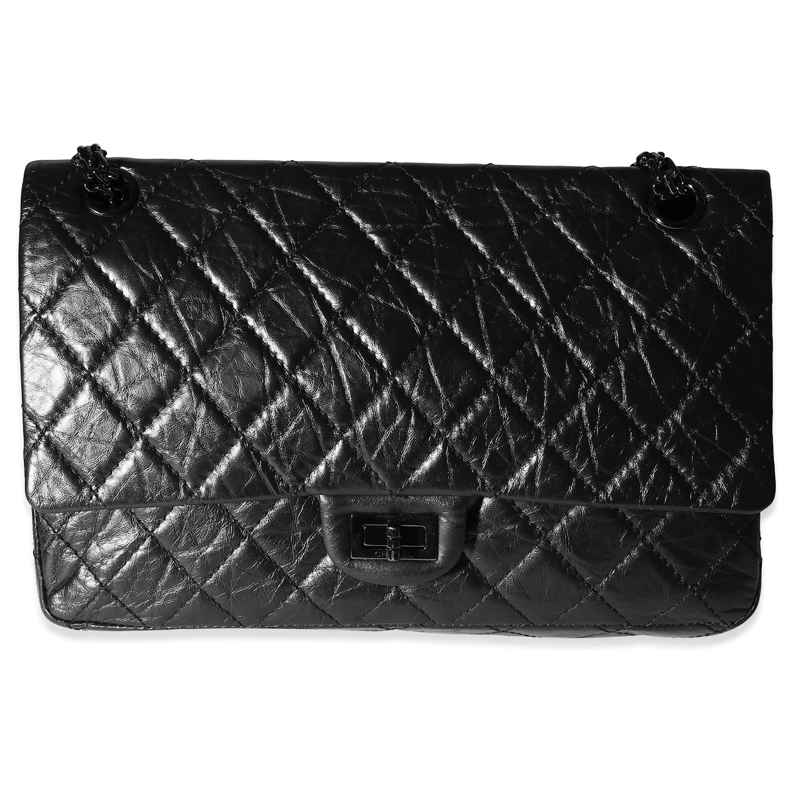 Chanel So Black Quilted Calfskin Reissue 2.55 226 Double Flap Bag Leather  ref.614314 - Joli Closet