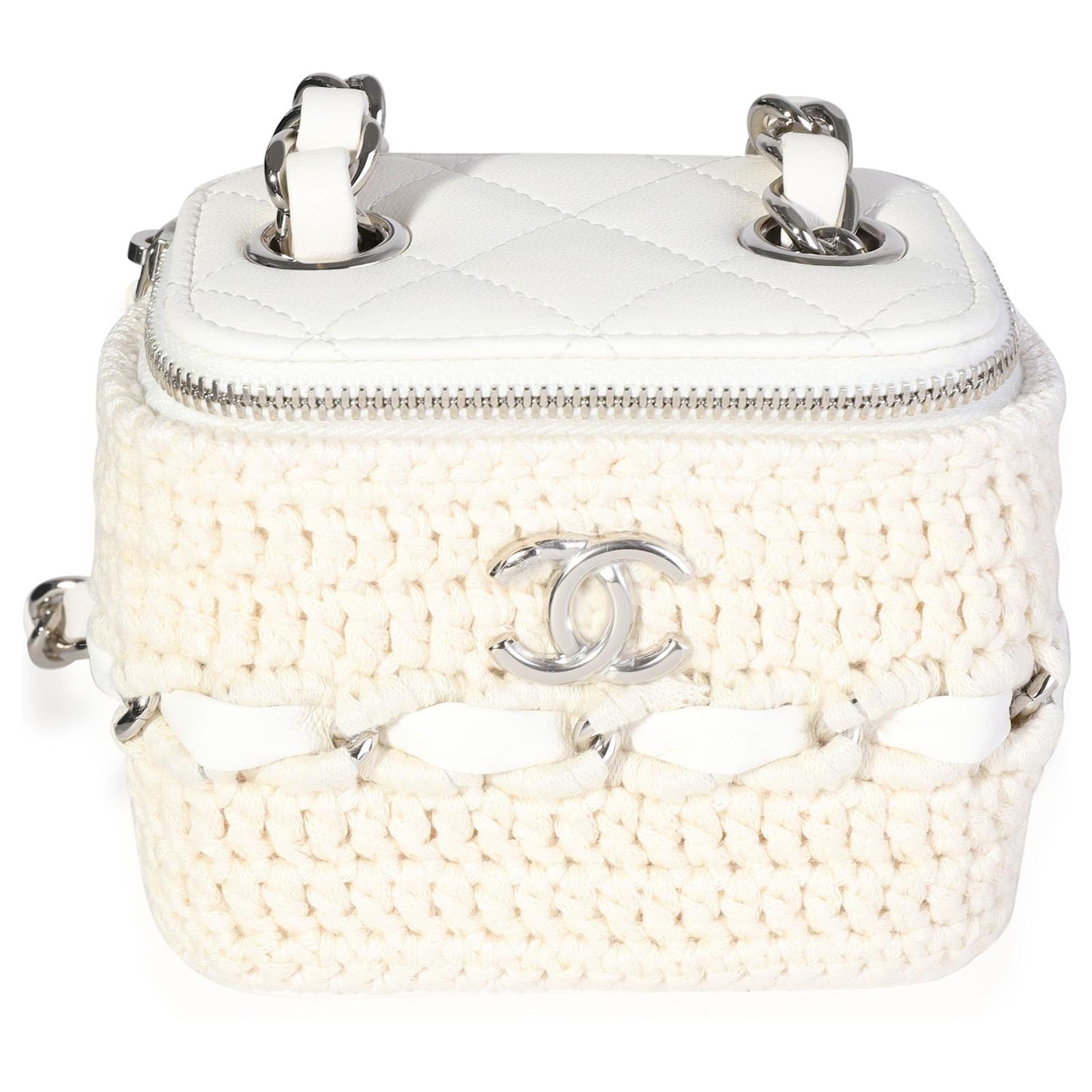 Chanel White Quilted Lambskin Micro Vanity Case Gold Hardware, 2022 (Very Good), Womens Handbag