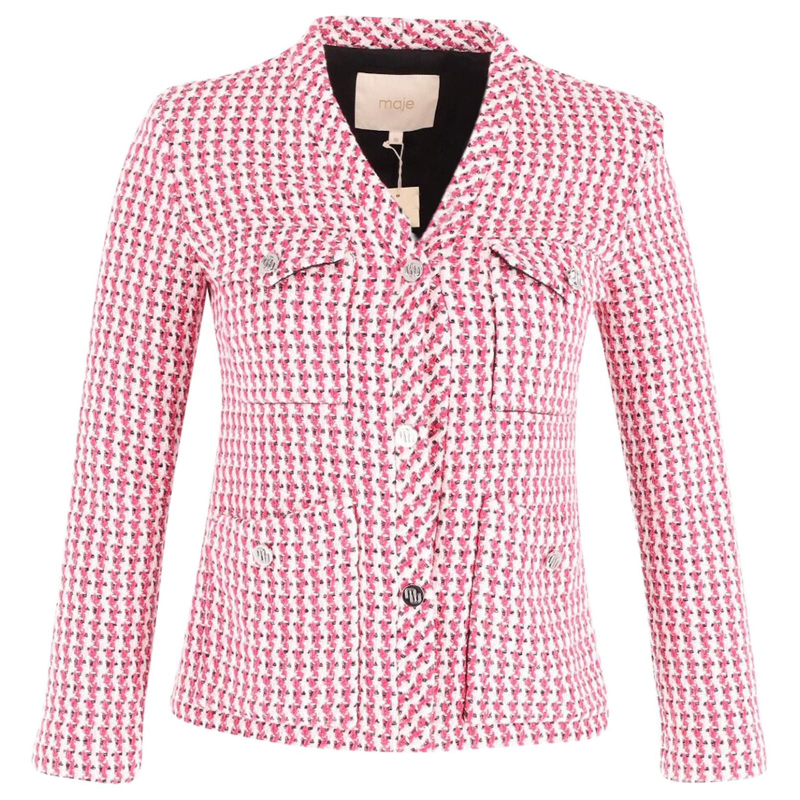 Maje Vyza Tweed Jacket in Pink Cotton ref.614435 - Joli Closet