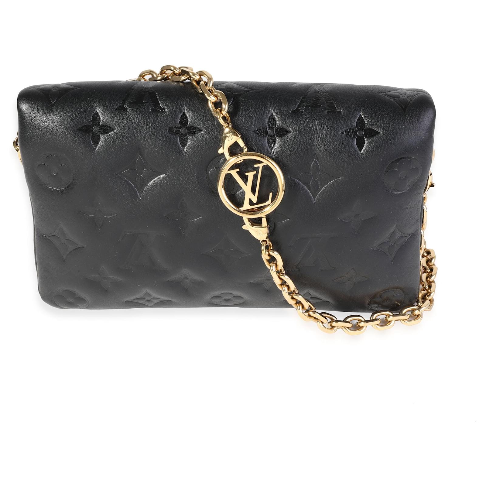 Louis Vuitton Black Embossed Lambskin Pochette Coussin Leather ref.614607 -  Joli Closet