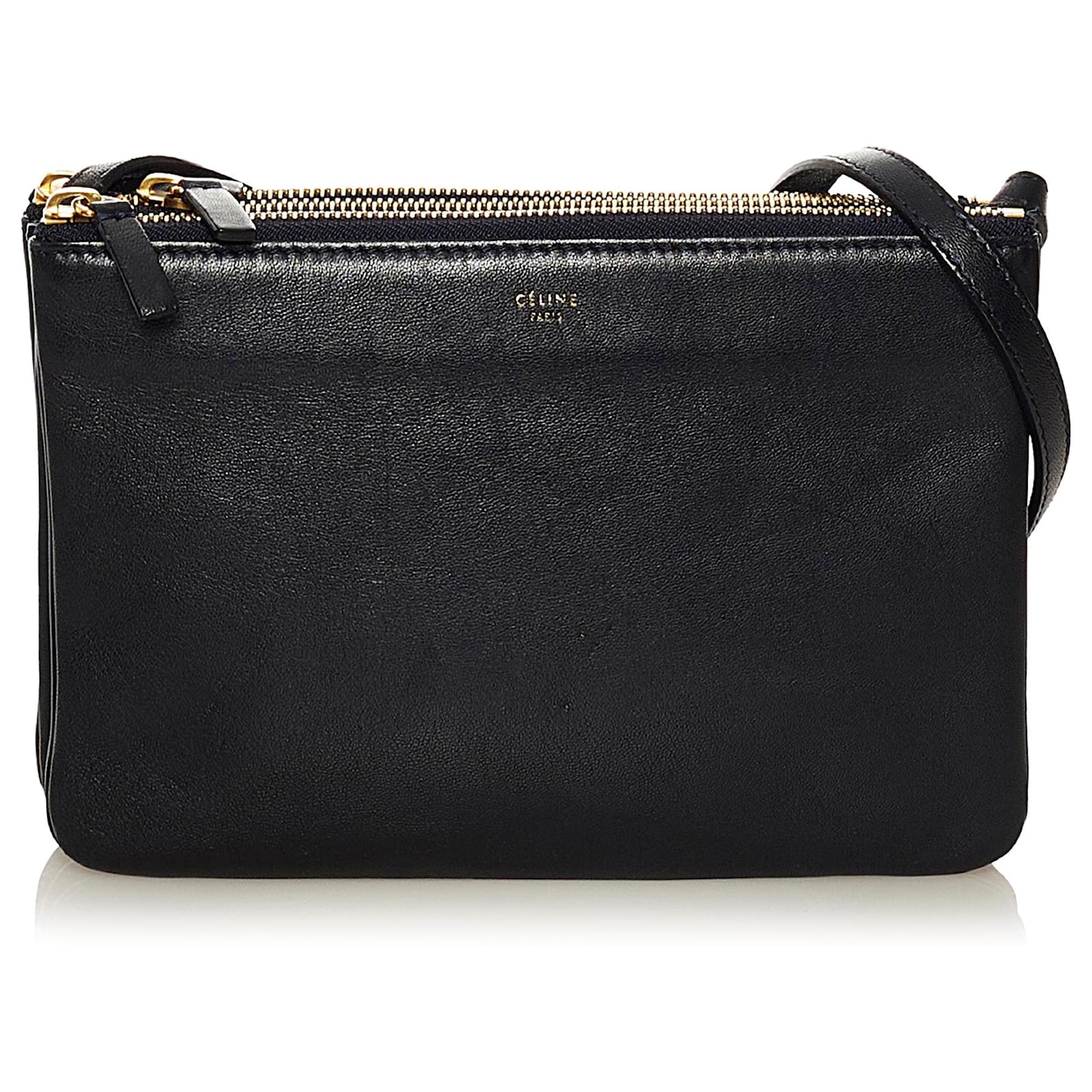 Céline Celine Black Small Trio Leather Crossbody Bag ref.615220 Joli