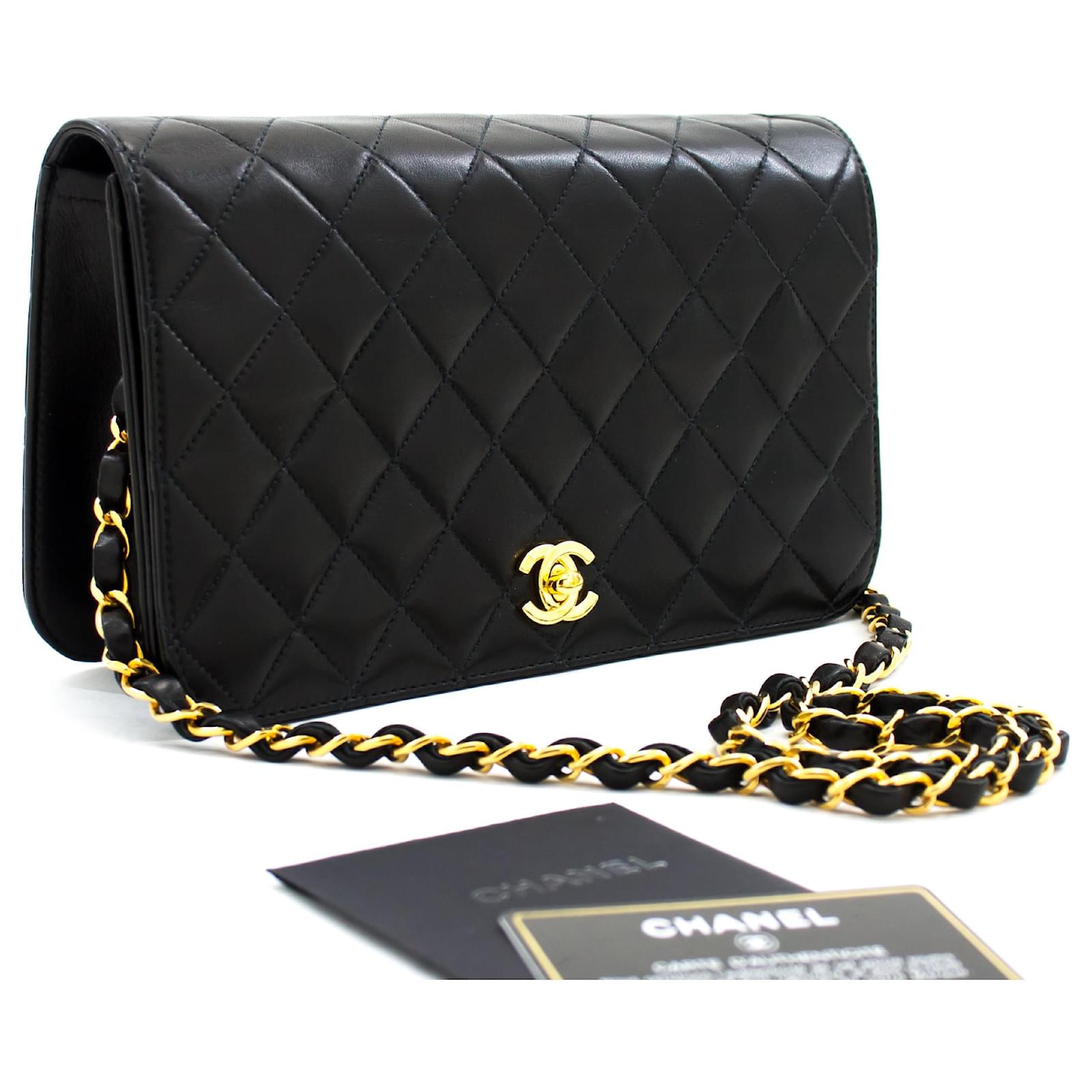 CHANEL Full Flap Chain Shoulder Bag Clutch Black Quilted Lambskin Leather  ref.615565 - Joli Closet
