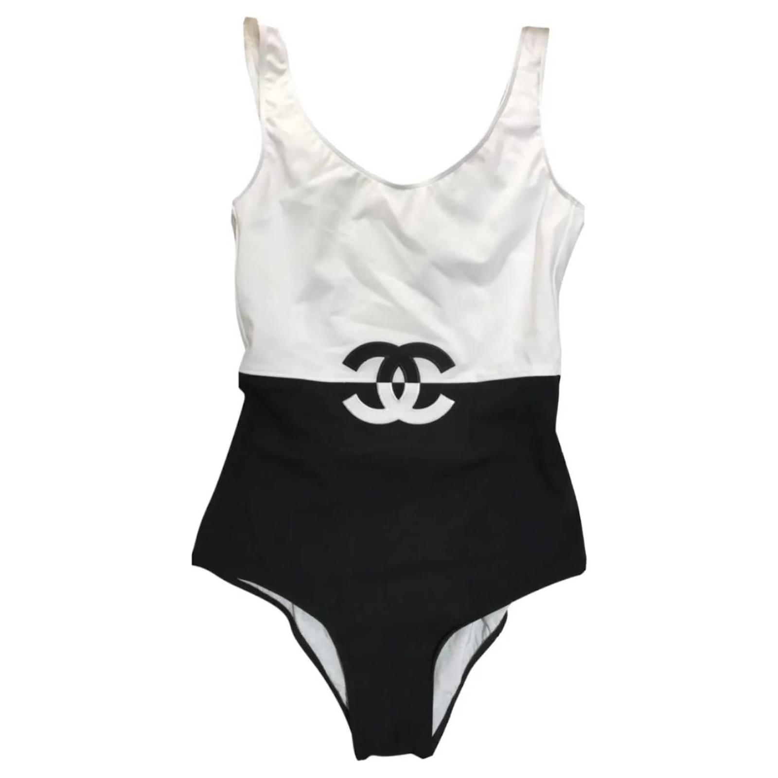 Chanel CC Logo One-Piece Black and White Two Tone Size 34 XS Elastane  Polyamide ref.615602 - Joli Closet