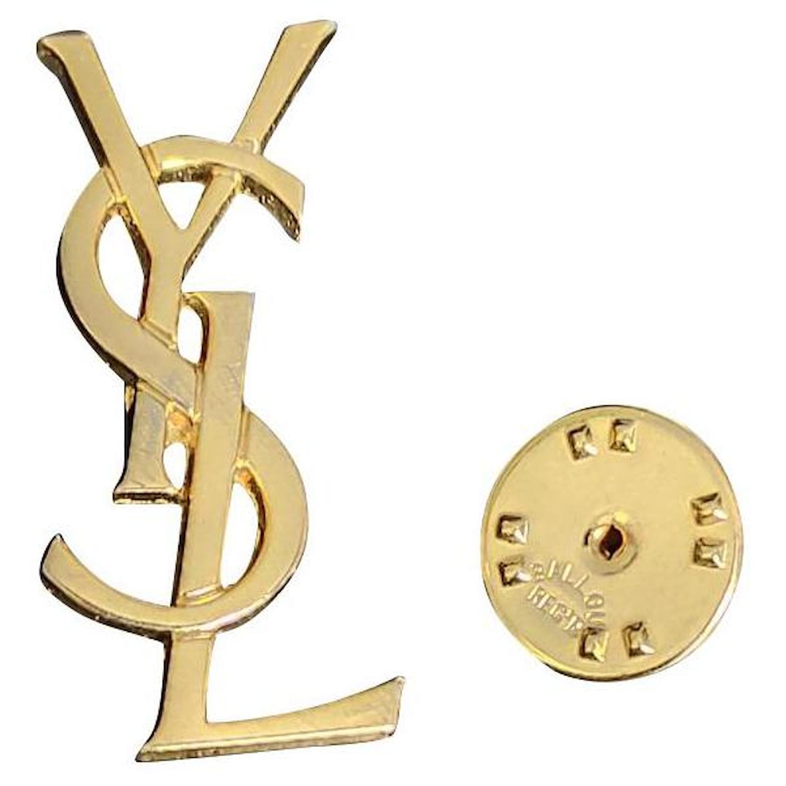 YSL logo brooch