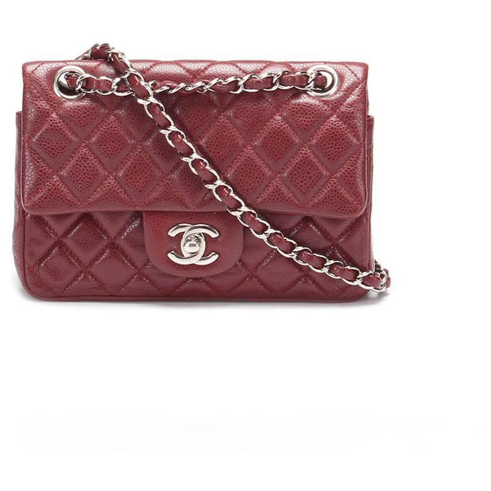 Chanel Caviar Matelasse Mini Flap Bag Red Leather ref.617306 - Joli Closet