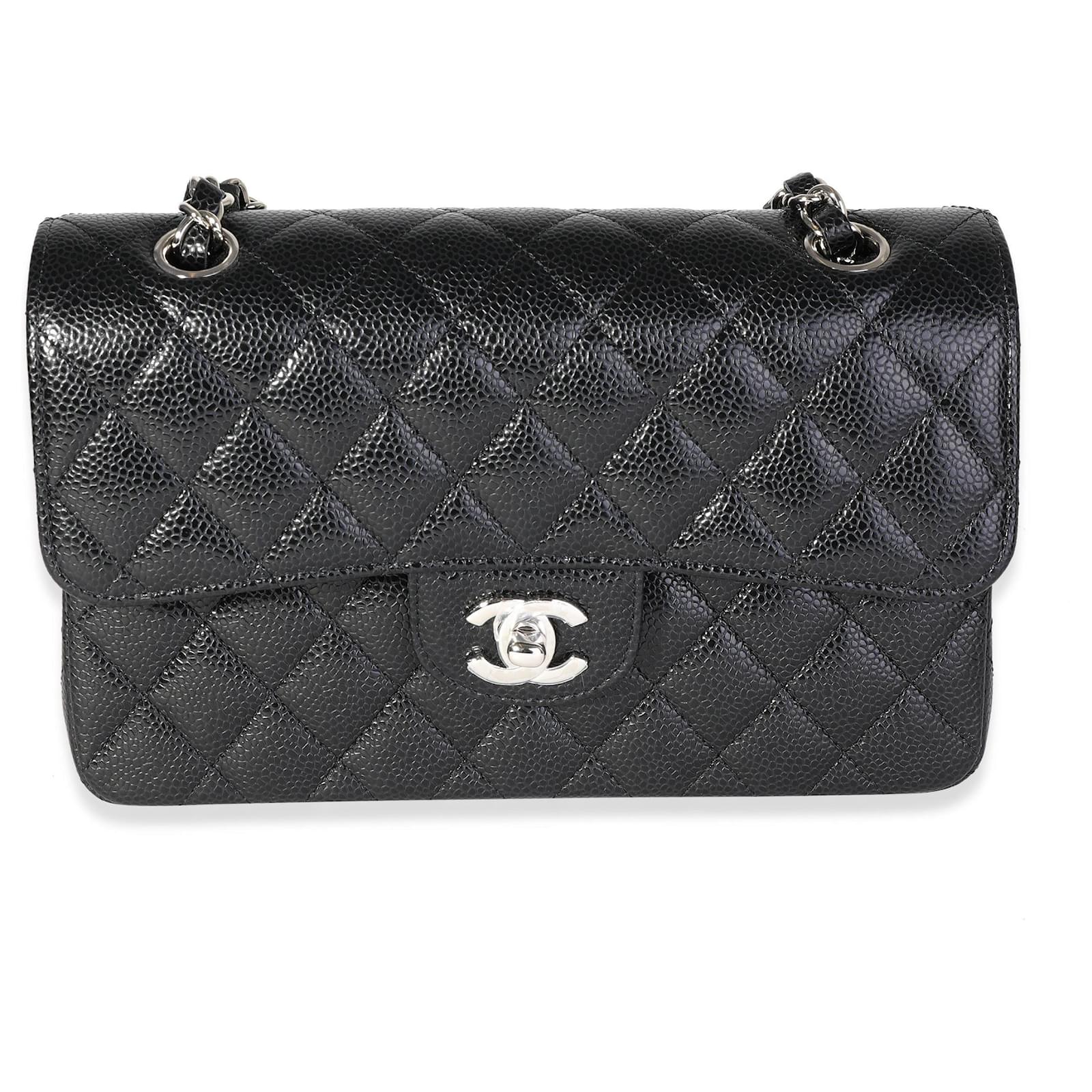 Chanel Black Quilted Caviar Small Classic Double Flap Bag Leather  ref.617501 - Joli Closet