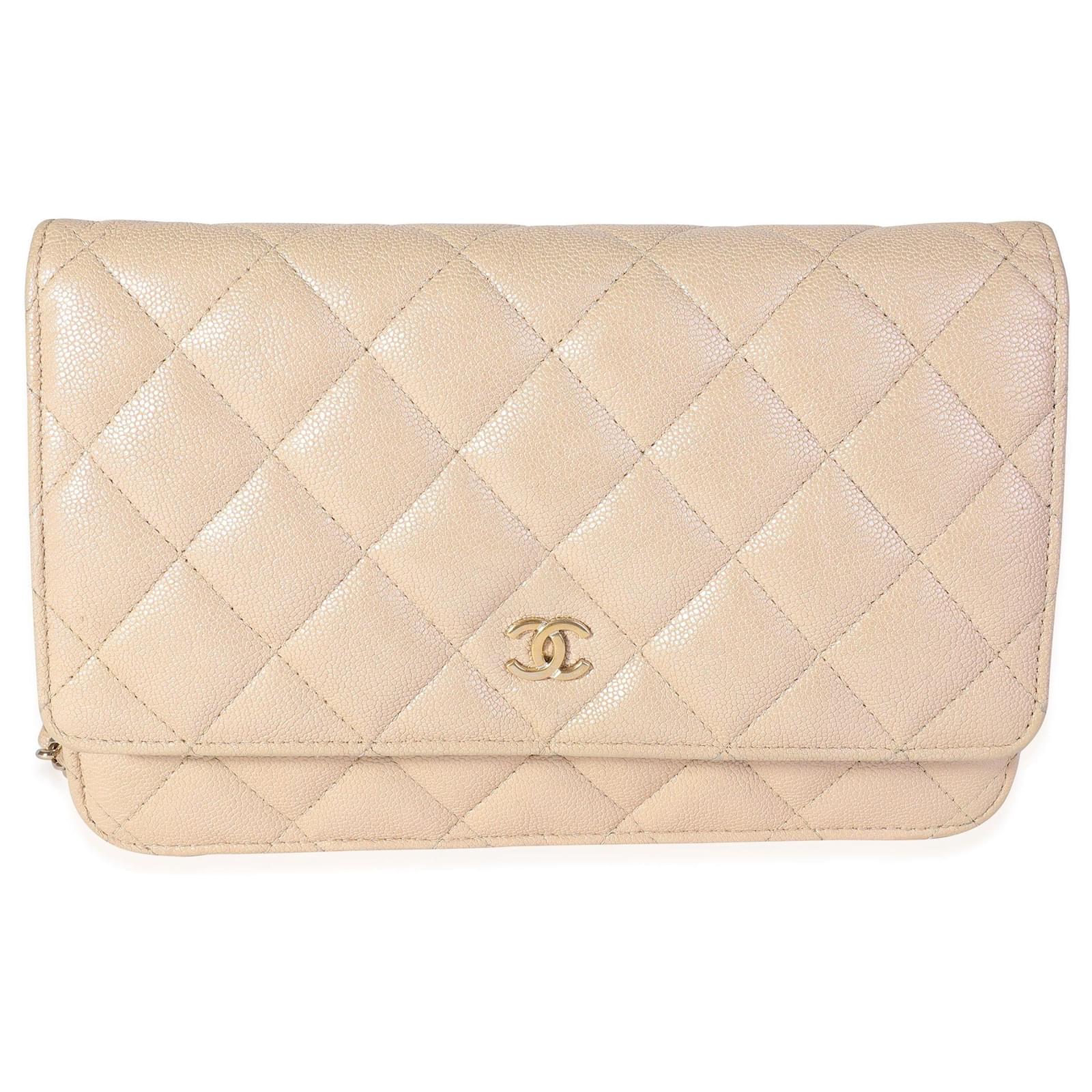 CHANEL Caviar Quilted Wallet On Chain WOC Classic Beige 2022 New