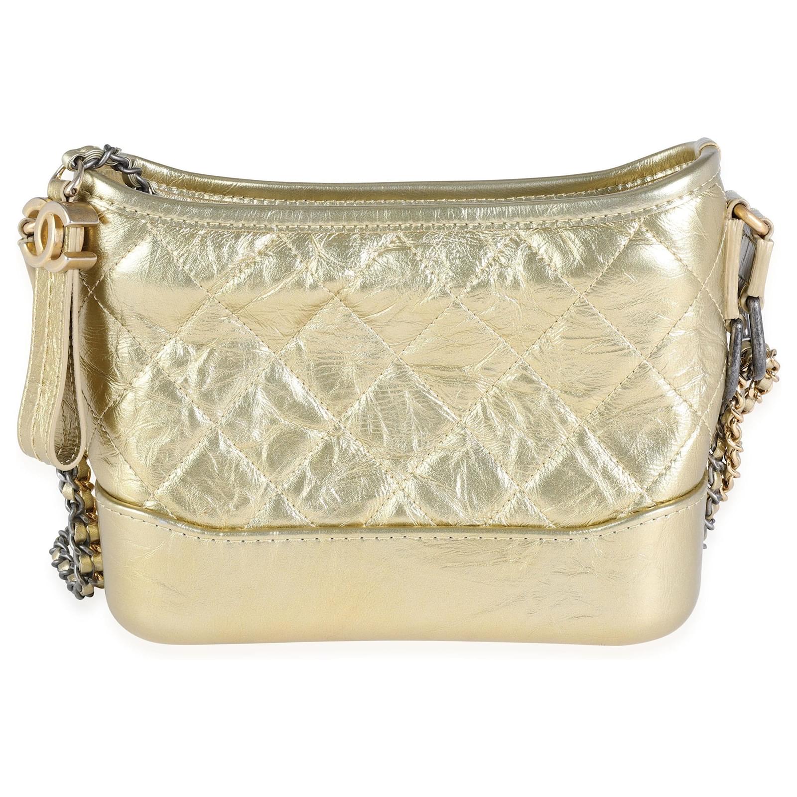Chanel Gold Quilted Calfskin Small Gabrielle Hobo Golden Leather ref.617522  - Joli Closet