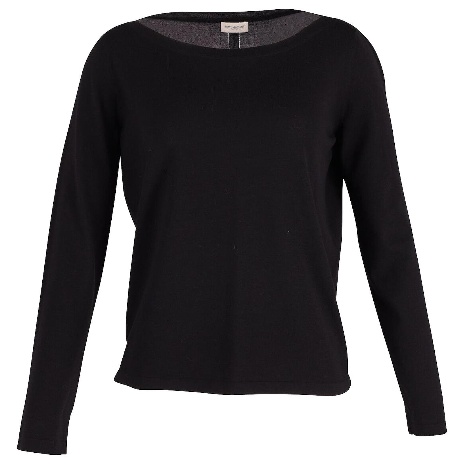Saint Laurent Top Pull à Manches Longues En Laine Noire ref.617542 ...