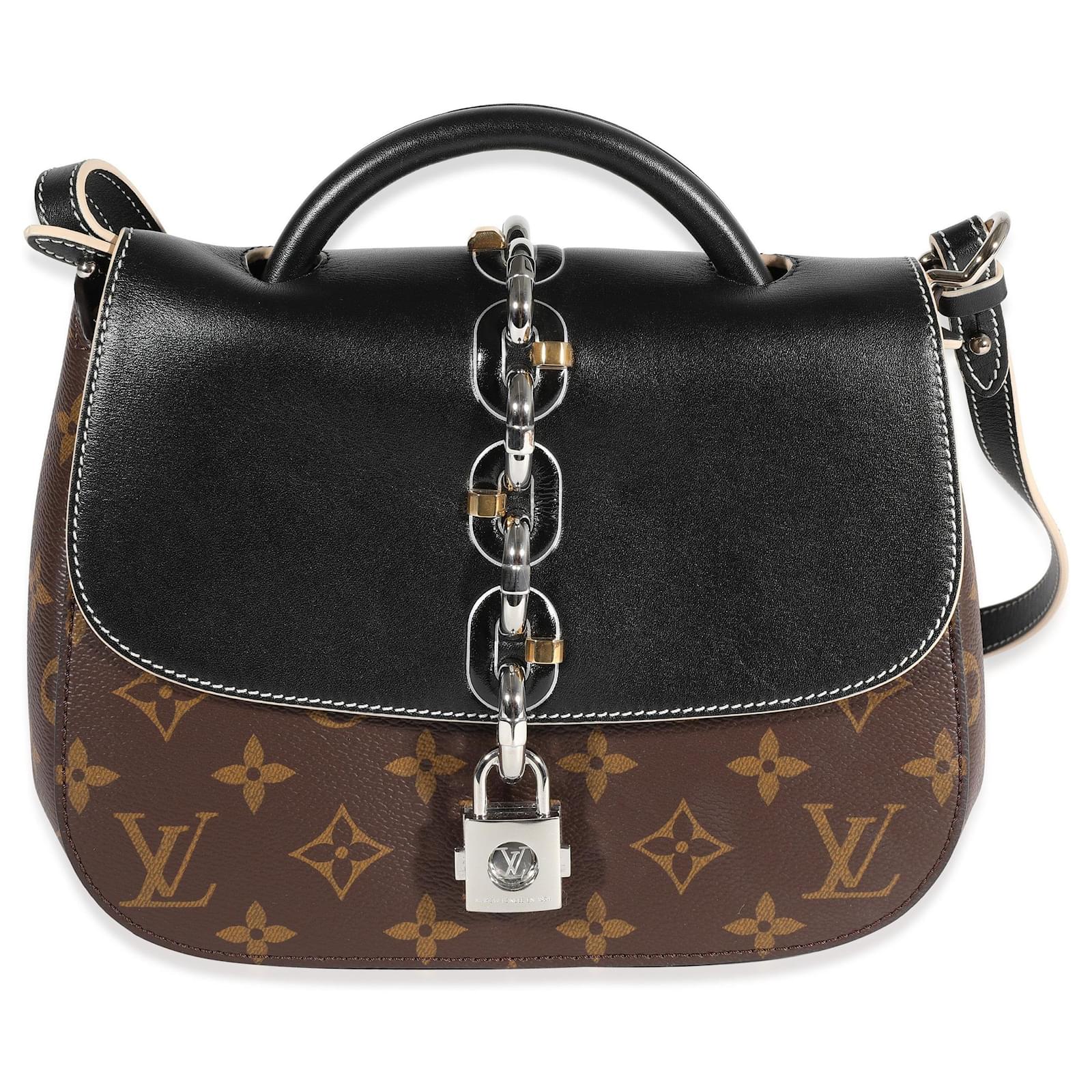 Louis Vuitton Chain It Top Handle Bag Monogram Canvas Leather PM Black  Brown