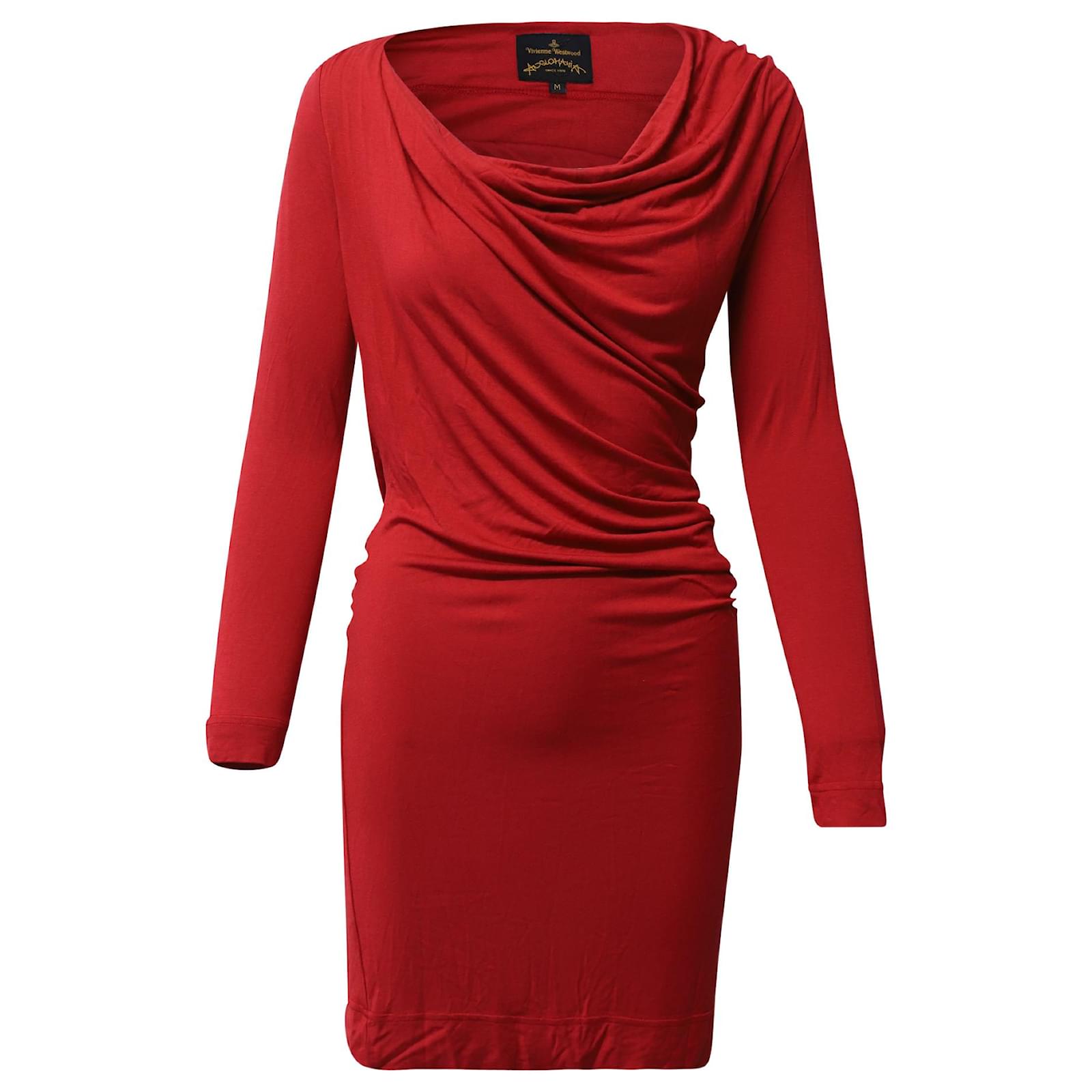 Vivienne Westwood Anglomania Draped Long Sleeve Dress in Red