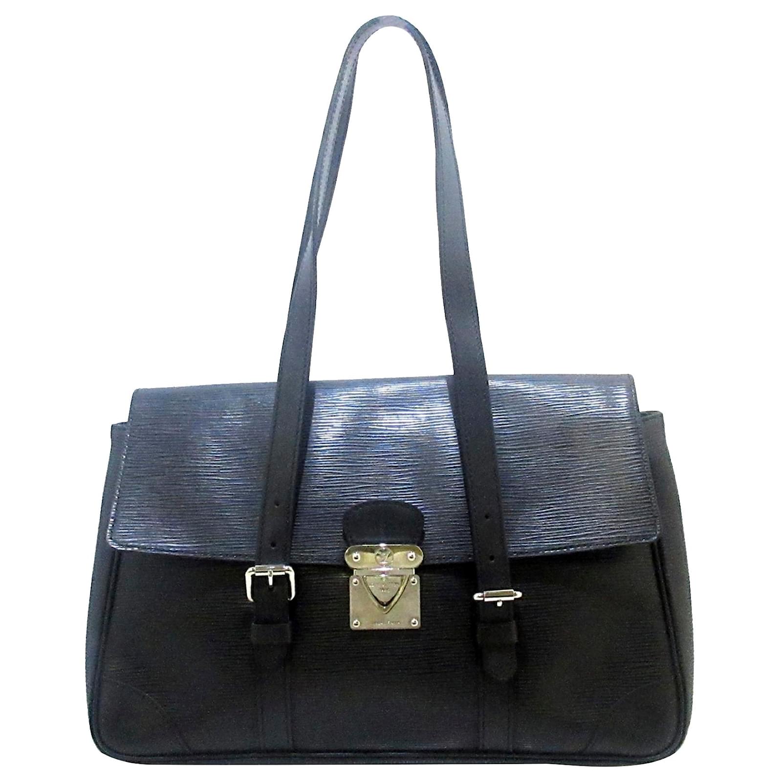 Louis Vuitton Black Epi Leather Segur MM Bag Authentic