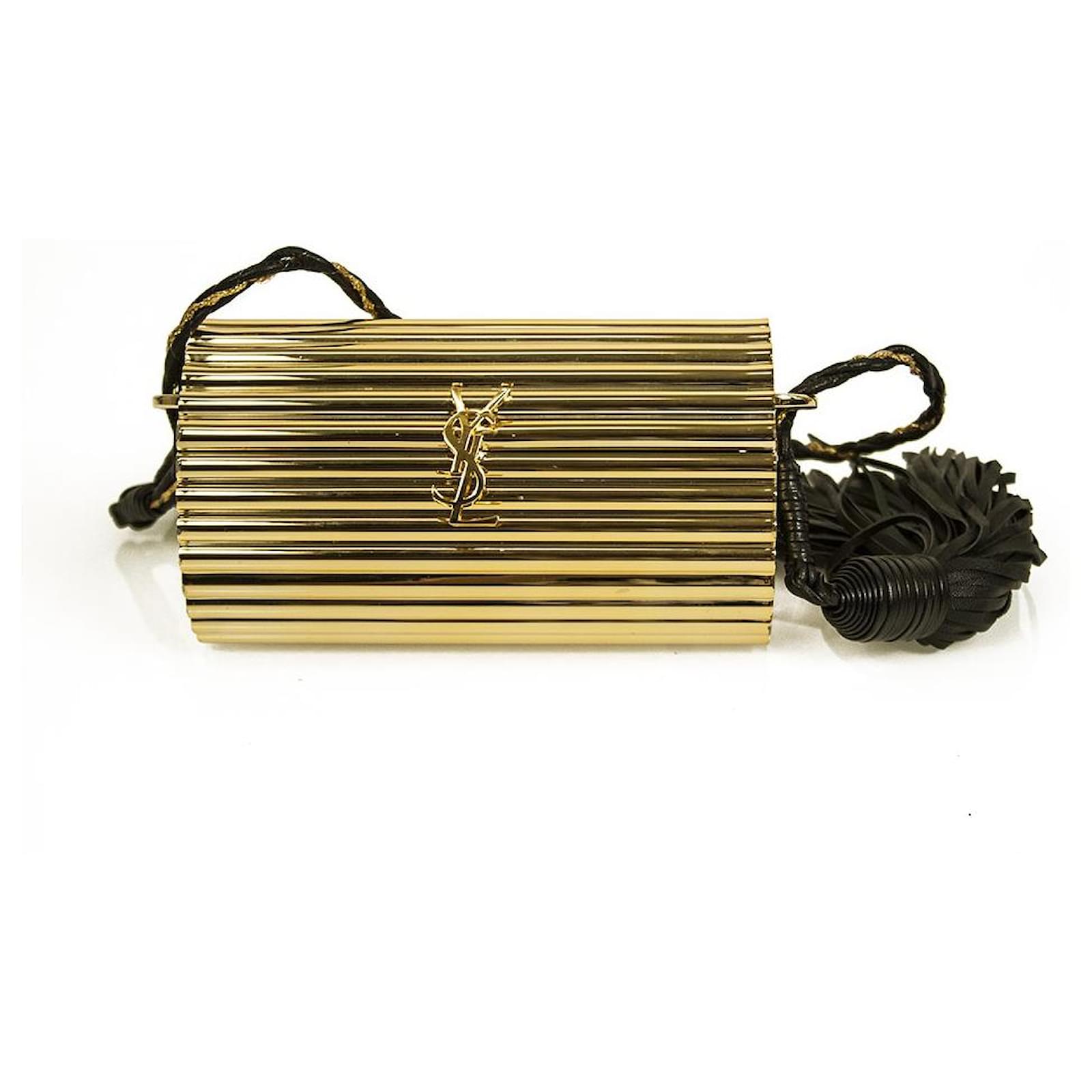 YSL Yves Saint Laurent Opium Gold Perspex Tassel Minaudière Box Bag revived  vintage 1980S Golden Synthetic ref.619614 - Joli Closet