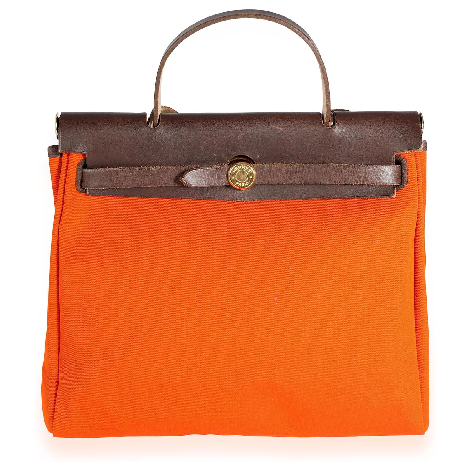 Hermès Hermes Orange & Red Toile 2-in-1 Herbag With Ebene Vache Hunter ...